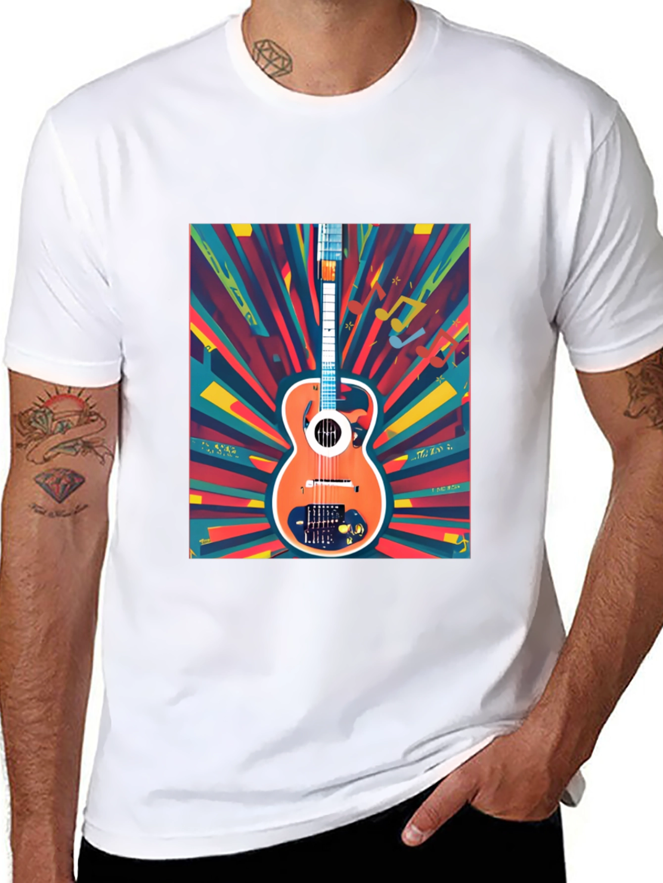 Retro Guitar Graphic Tee - Stylish Music Lover T-Shirt