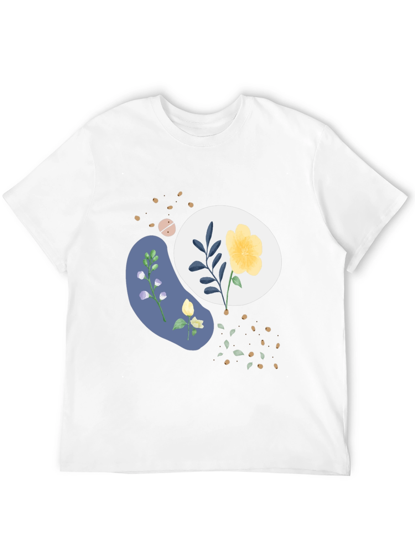 Abstract Floral Print Mens Black Tee
