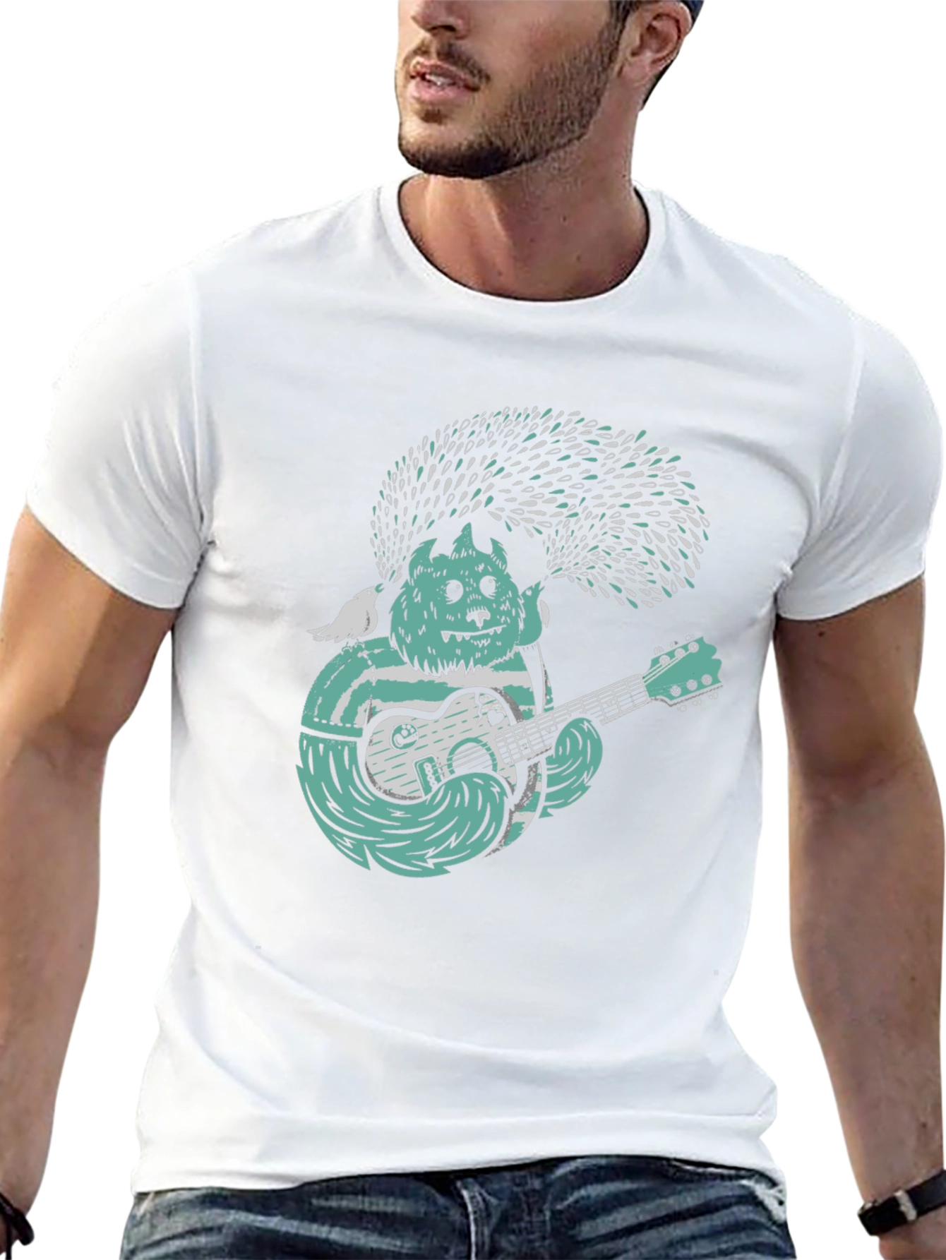 Monster Musician Graphic Tee - Black Cotton T-Shirt