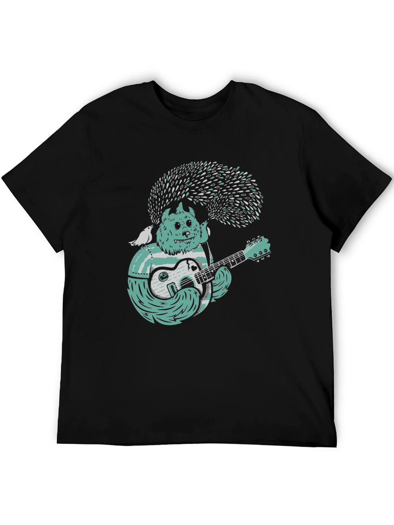 Monster Musician Graphic Tee - Black Cotton T-Shirt