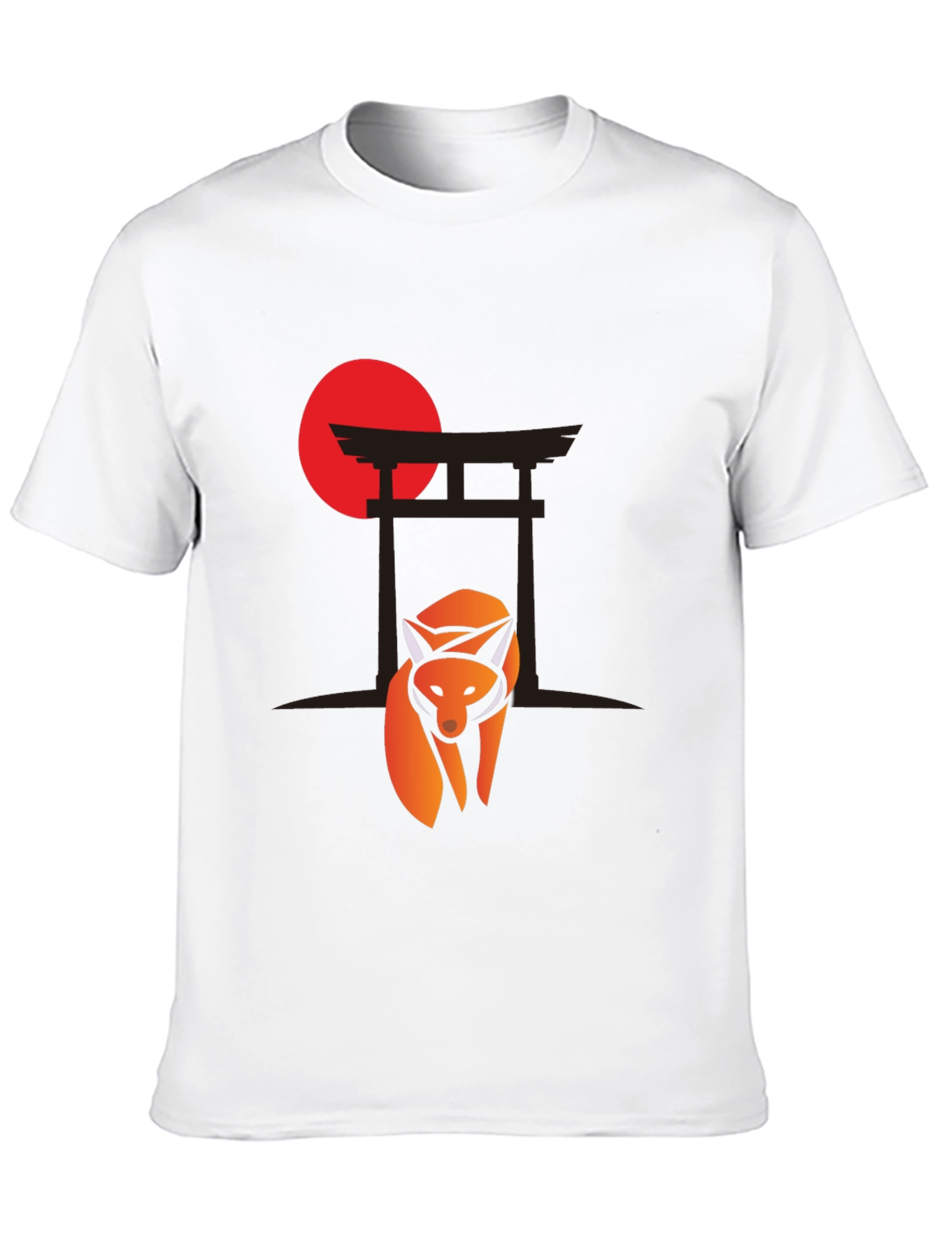 Fox and Torii Gate Graphic Tee - Black