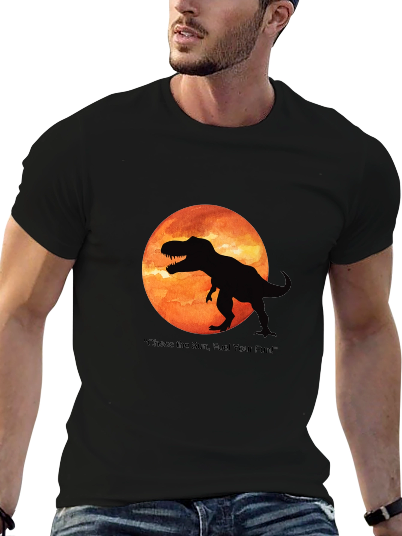T-Rex Silhouette Graphic Black Cotton Tee