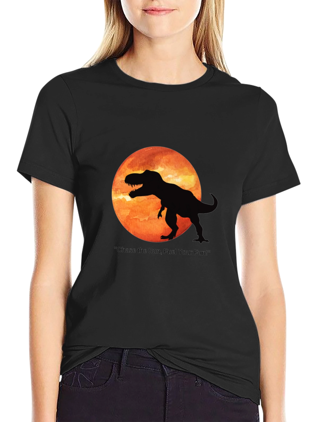 T-Rex Silhouette Graphic Black Cotton Tee