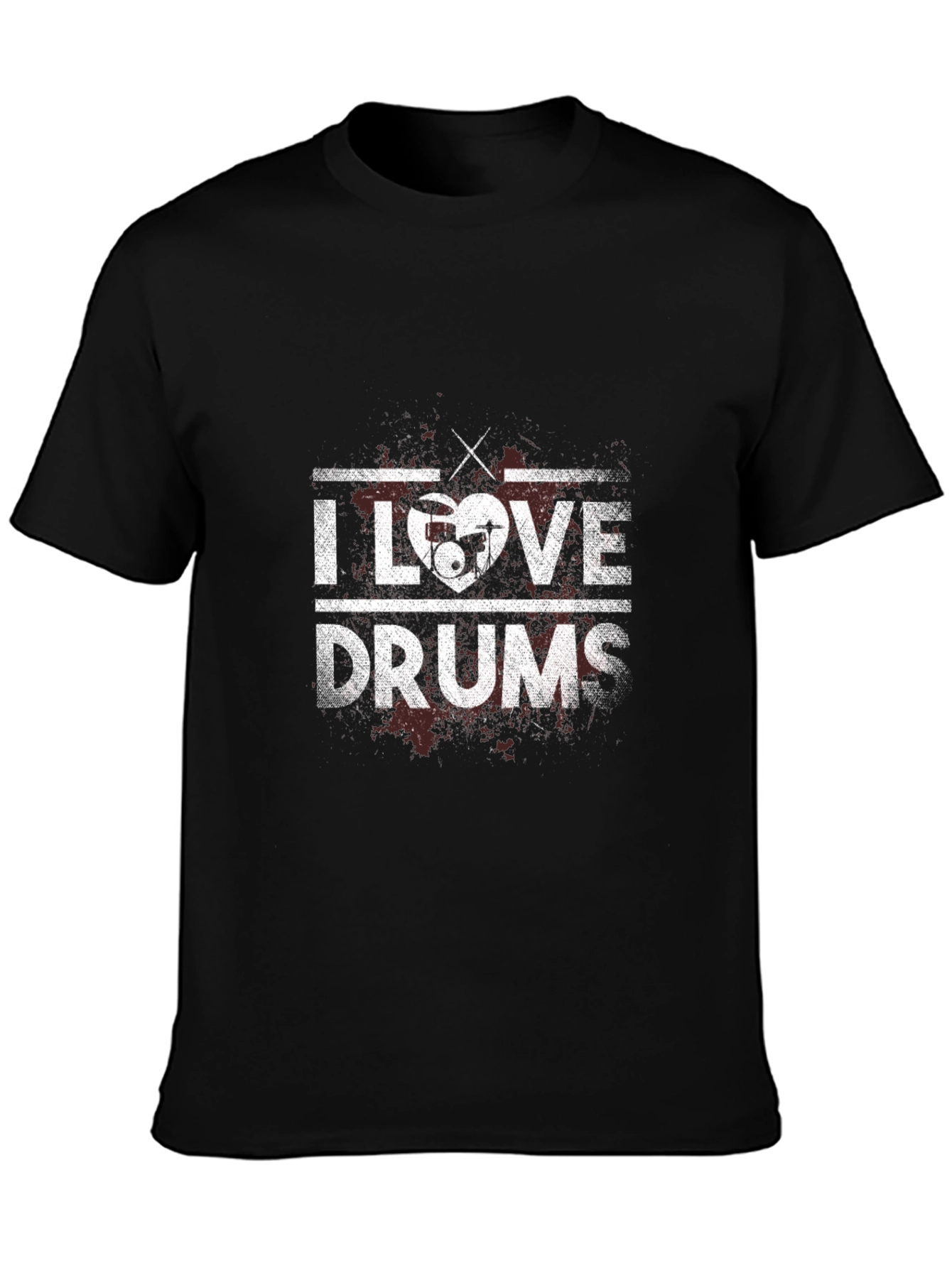 I Love Drums Graphic Tee - Black Cotton T-Shirt