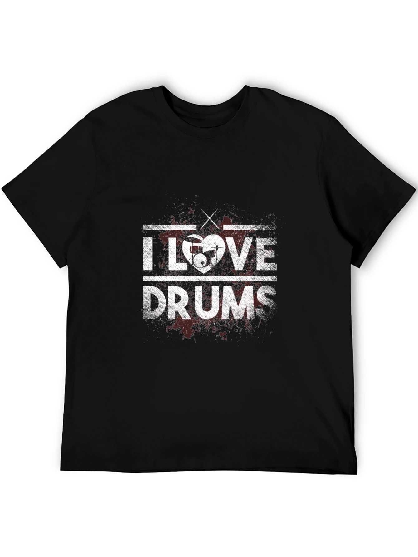 I Love Drums Graphic Tee - Black Cotton T-Shirt