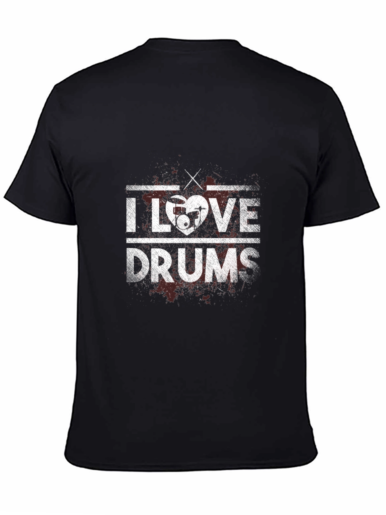I Love Drums Graphic Tee - Black Cotton T-Shirt