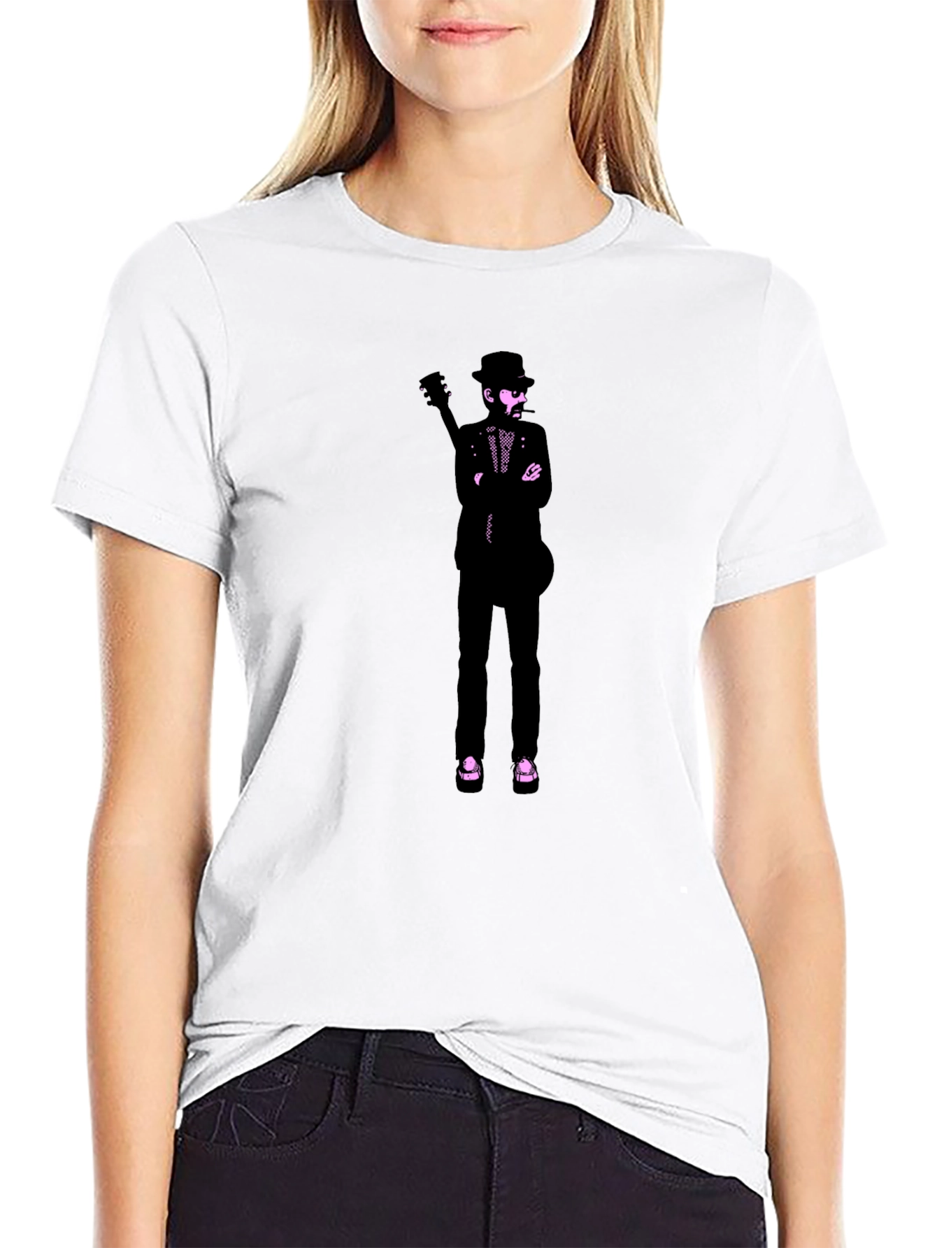 Stylish Graphic Print T-Shirt - Musician Design