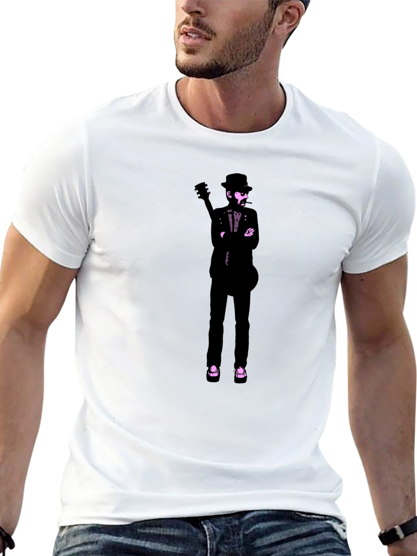 Stylish Graphic Print T-Shirt - Musician Design