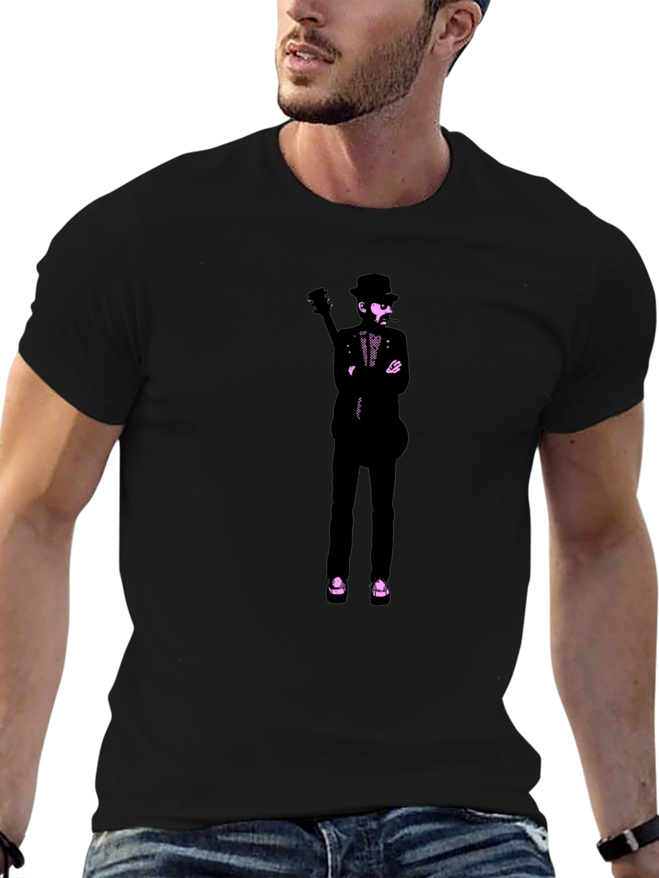 Stylish Graphic Print T-Shirt - Musician Design