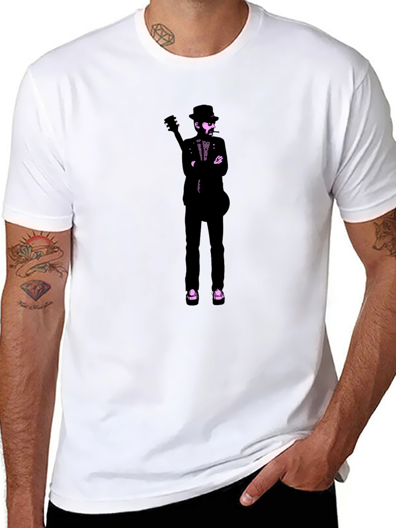 Stylish Graphic Print T-Shirt - Musician Design