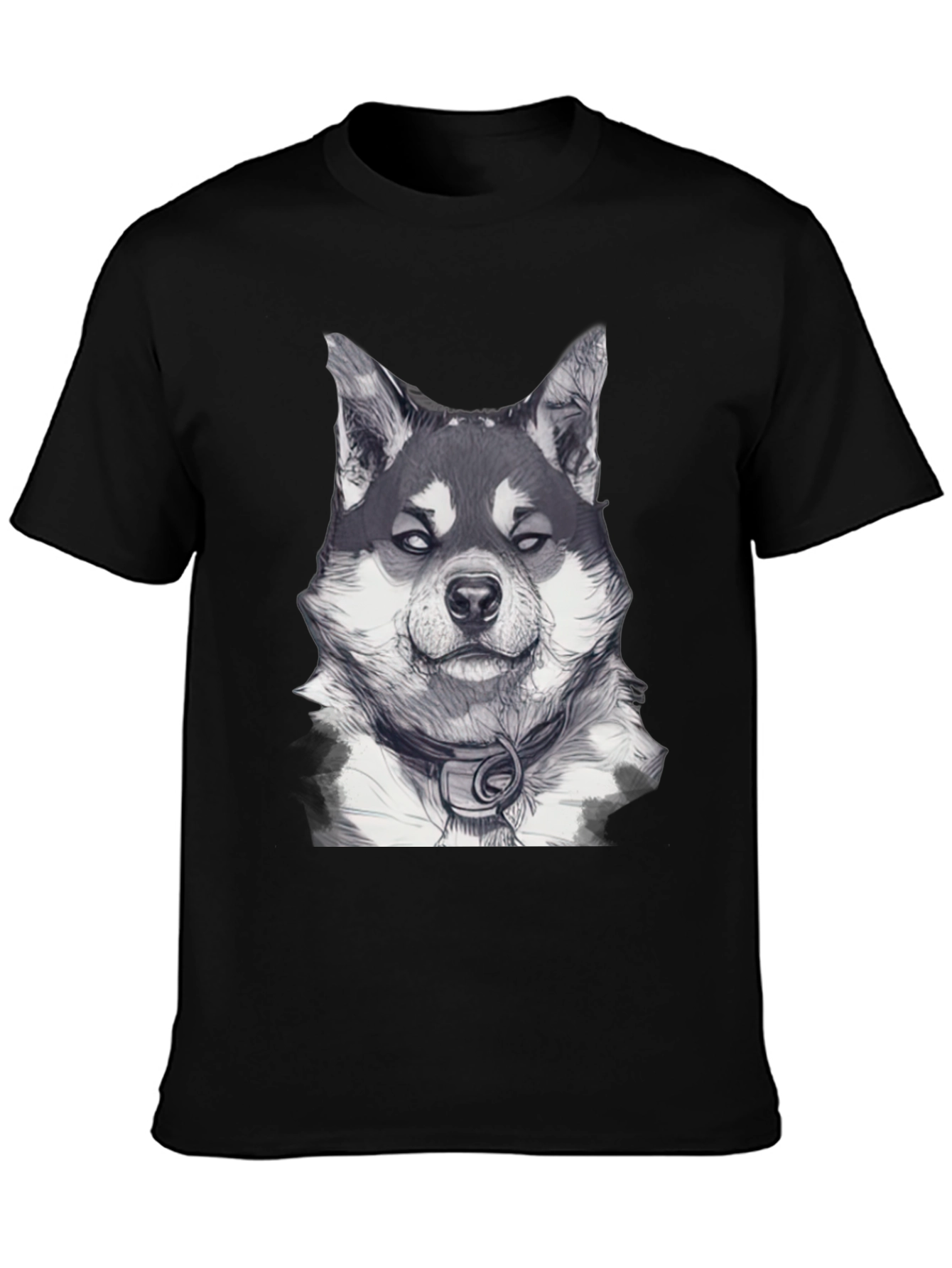 Dog Portrait Graphic Tee - Black Casual Wear