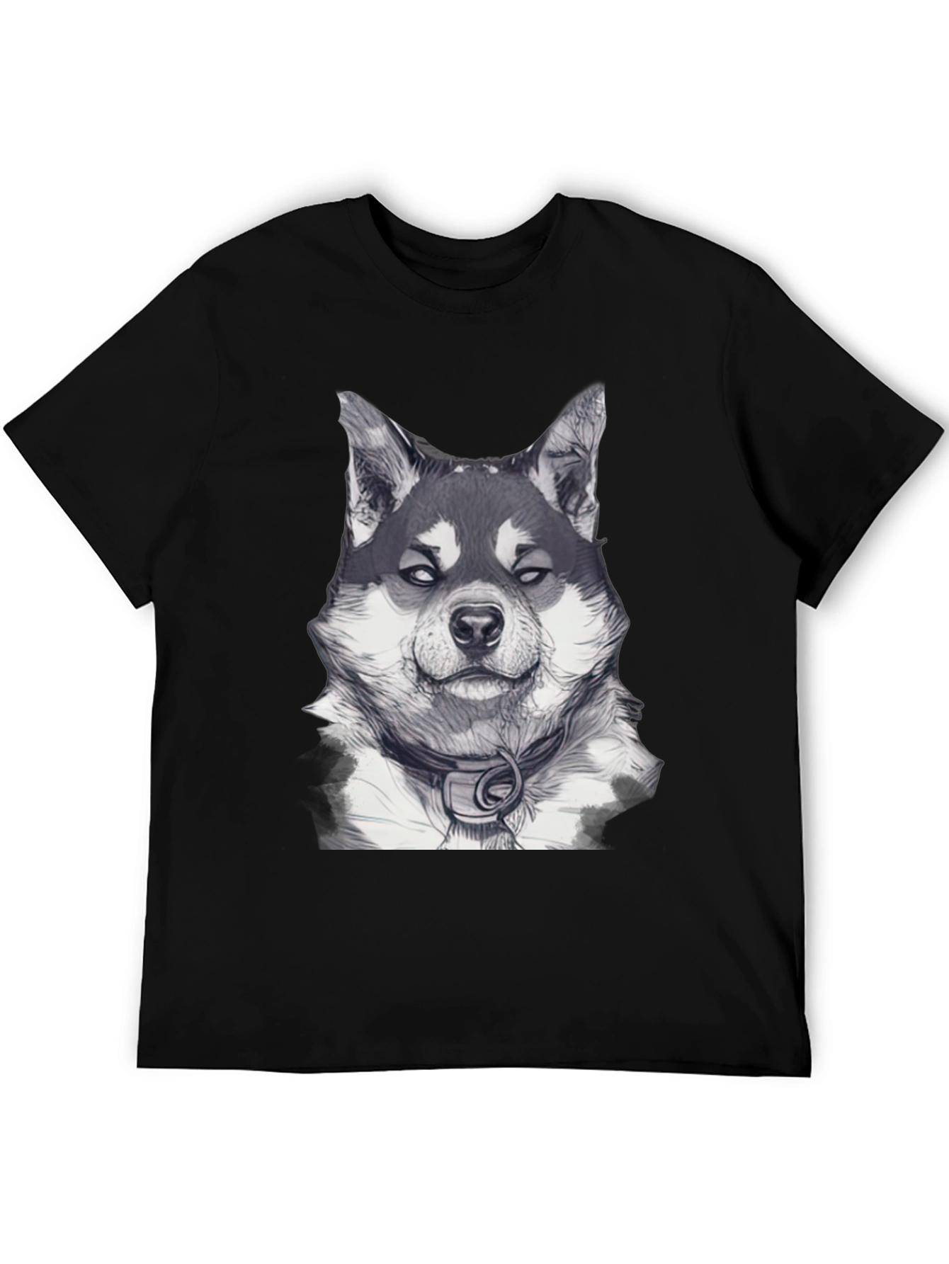 Dog Portrait Graphic Tee - Black Casual Wear