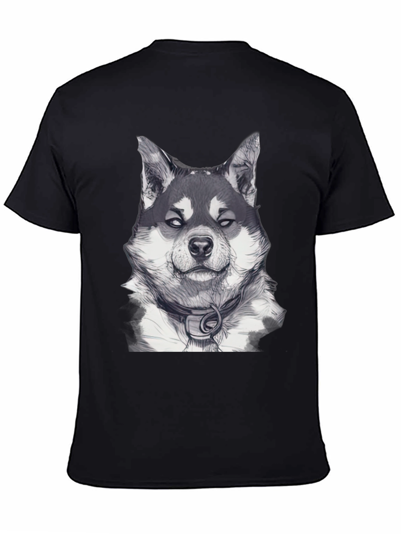 Dog Portrait Graphic Tee - Black Casual Wear