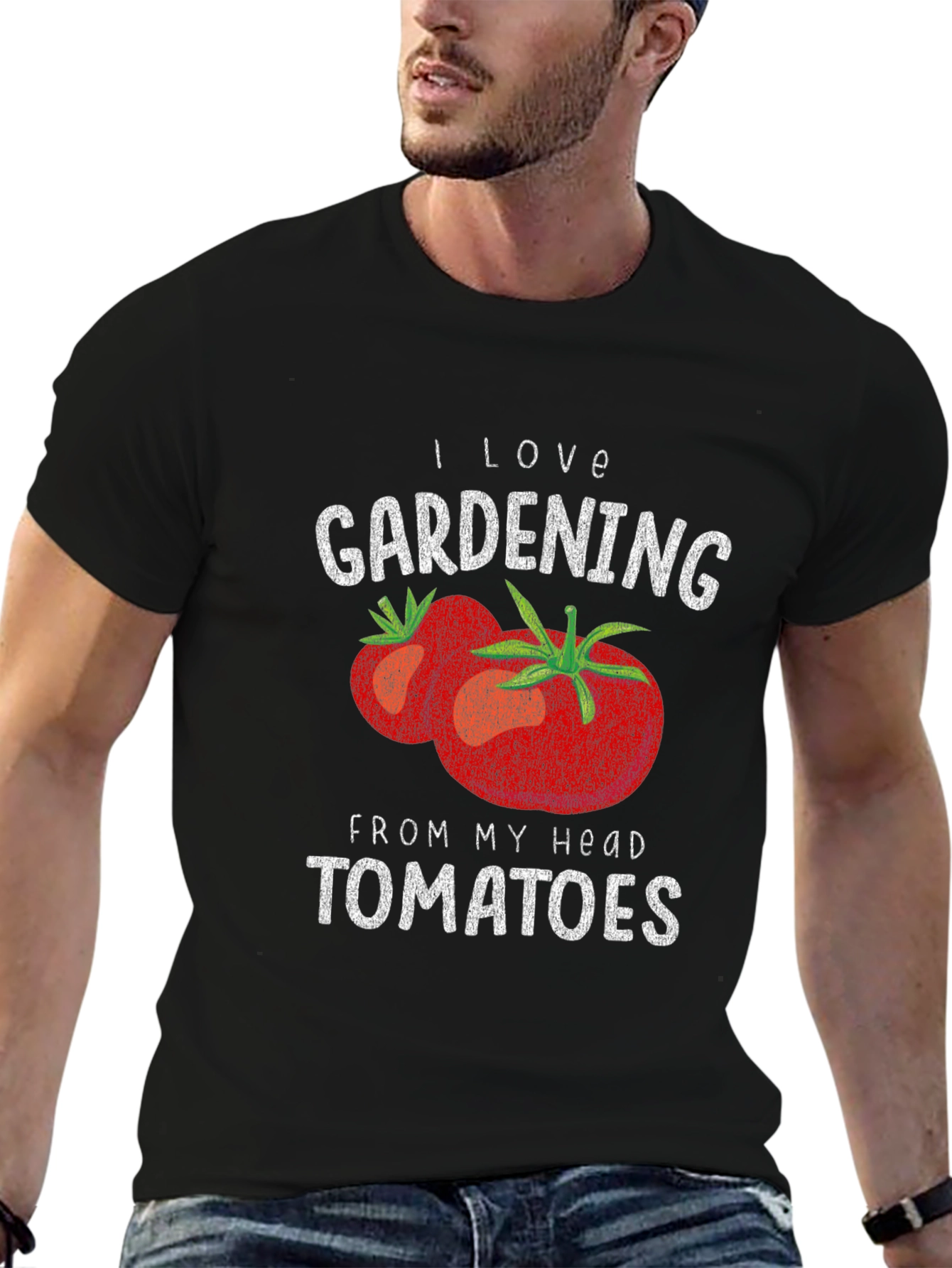 I Love Gardening From My Head Tomatoes Graphic T-Shirt