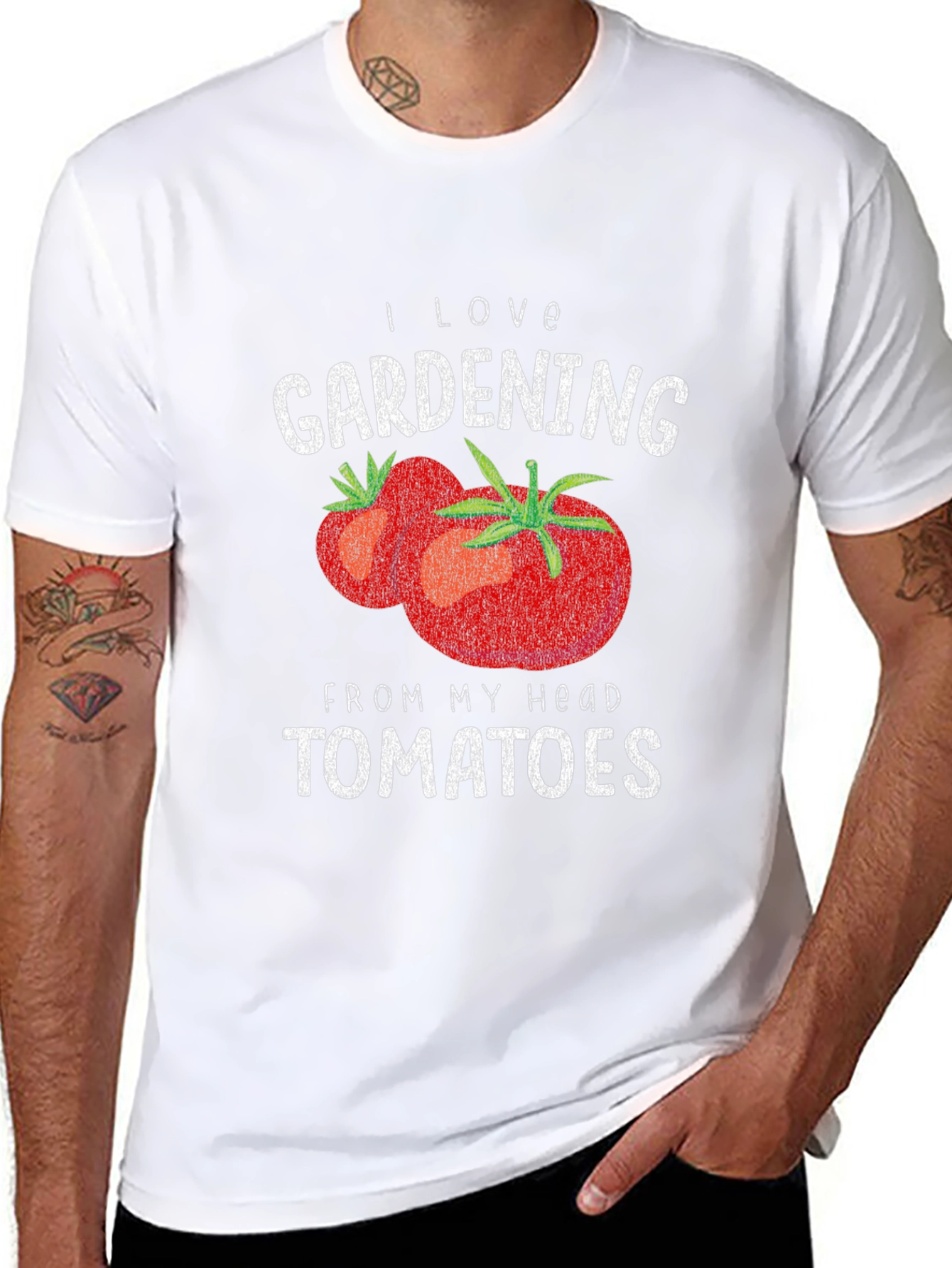 I Love Gardening From My Head Tomatoes Graphic T-Shirt