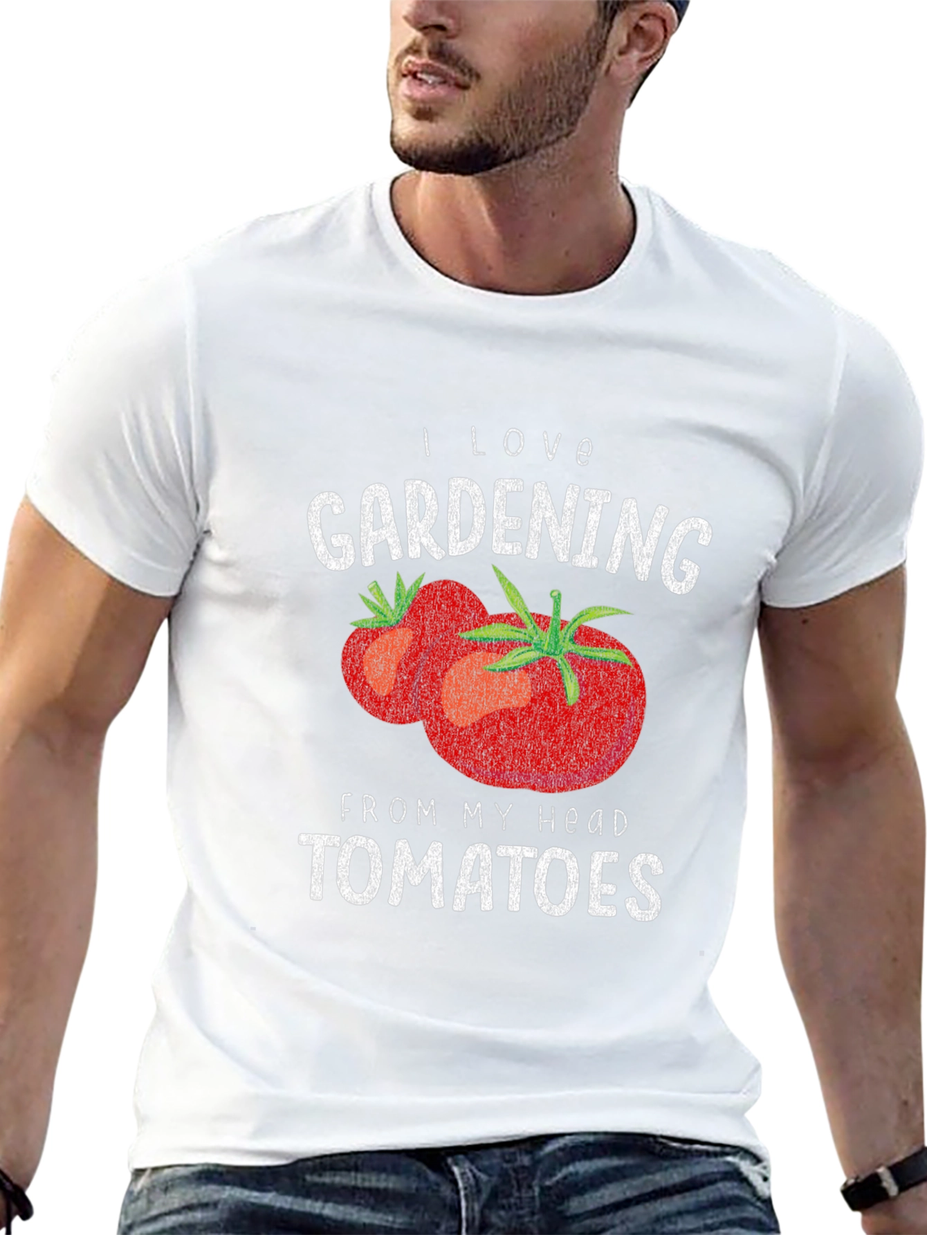 I Love Gardening From My Head Tomatoes Graphic T-Shirt
