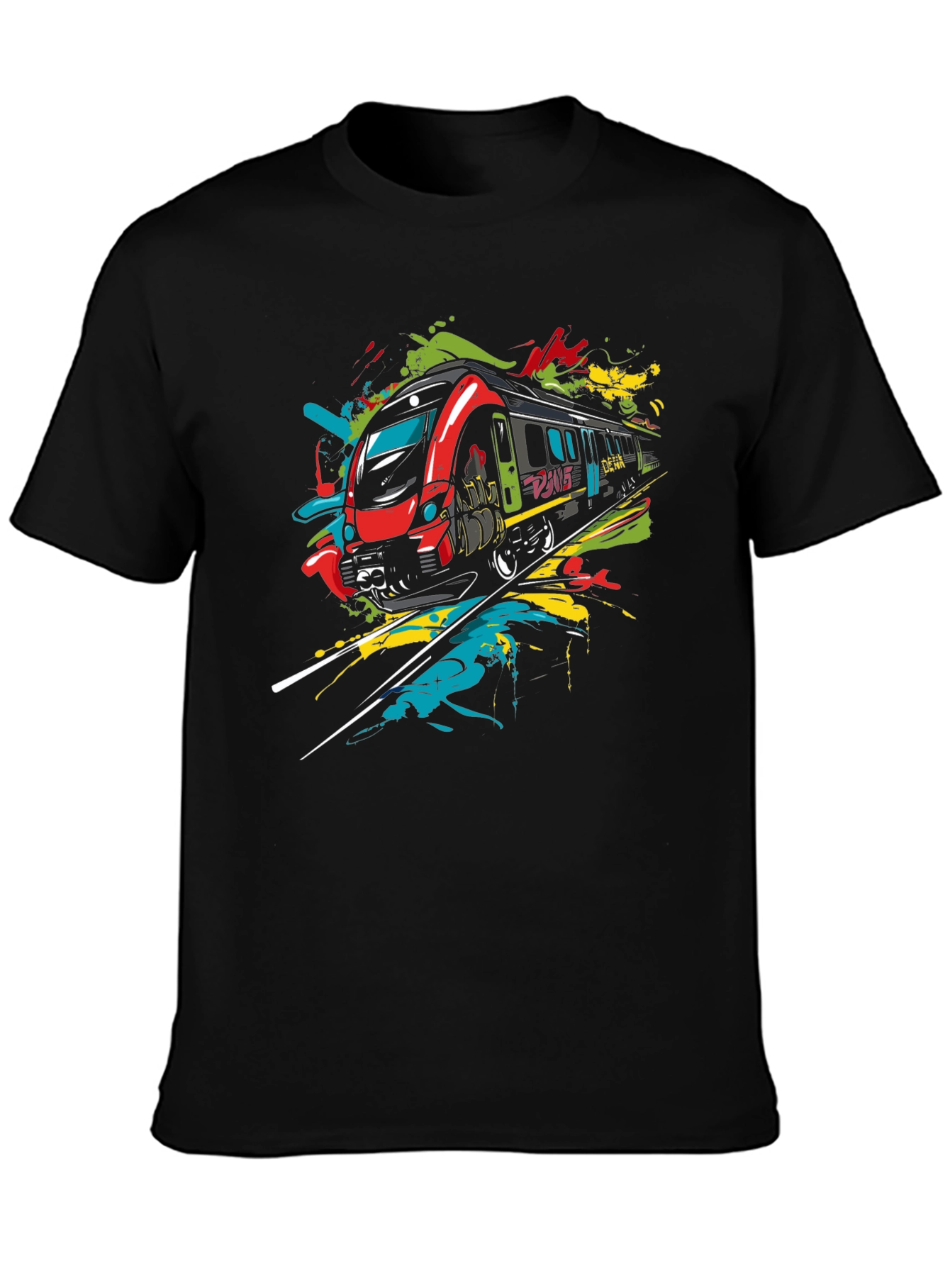 Modern Train Graphic Tee - Black