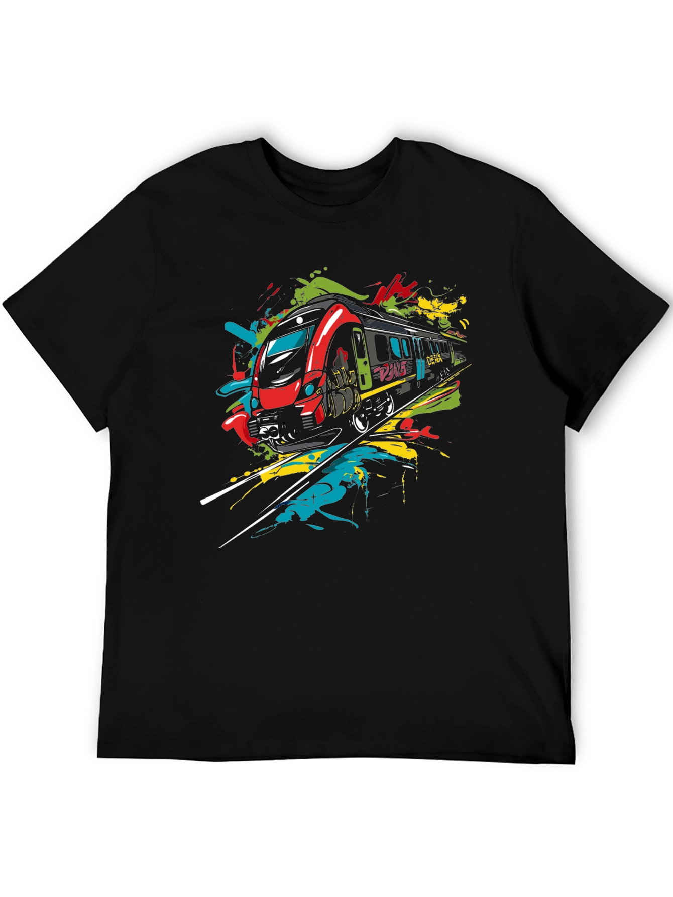 Modern Train Graphic Tee - Black