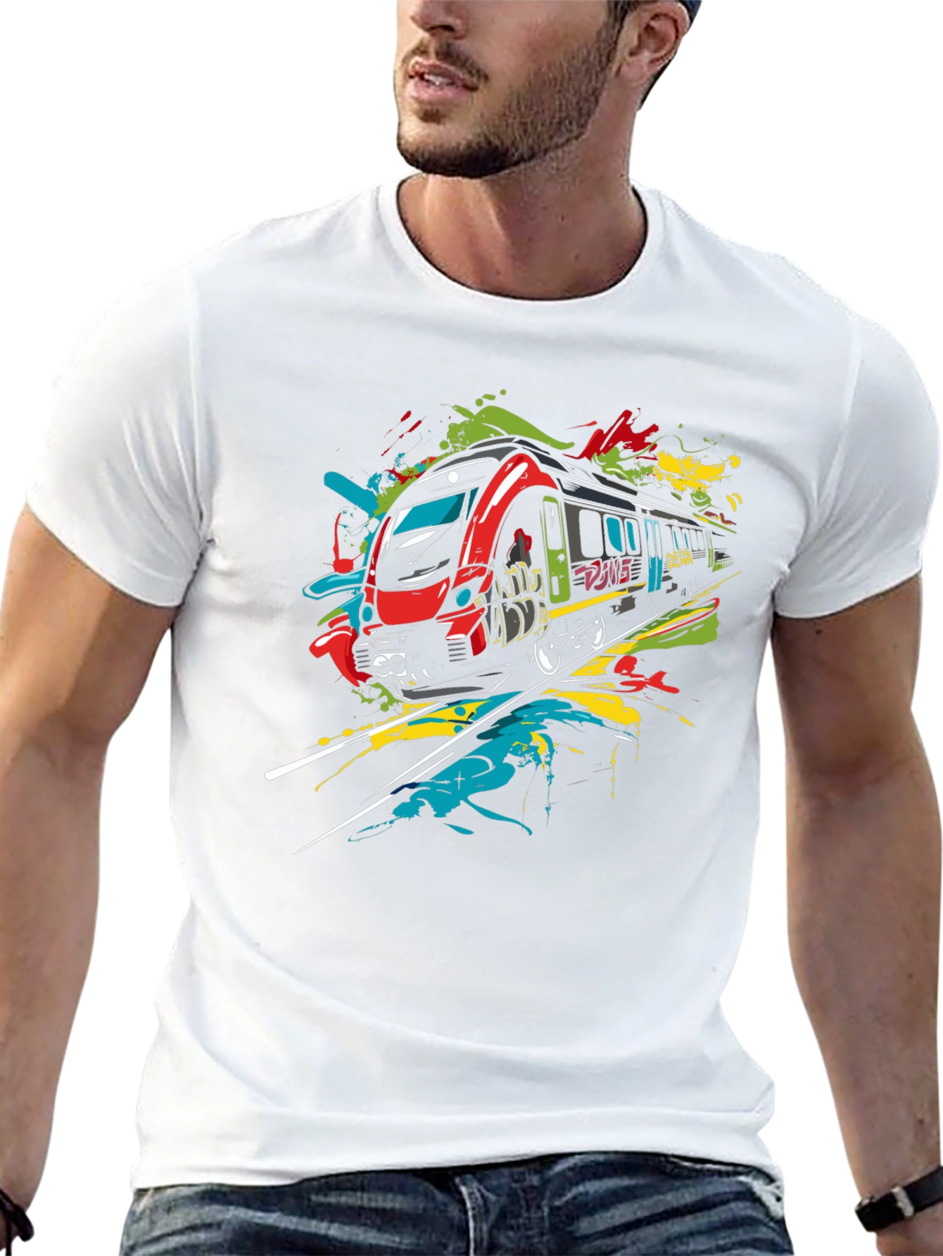 Modern Train Graphic Tee - Black