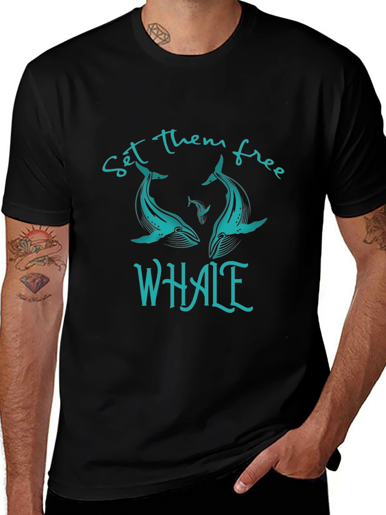Whale Graphic Print T-Shirt - Set Them Free Design