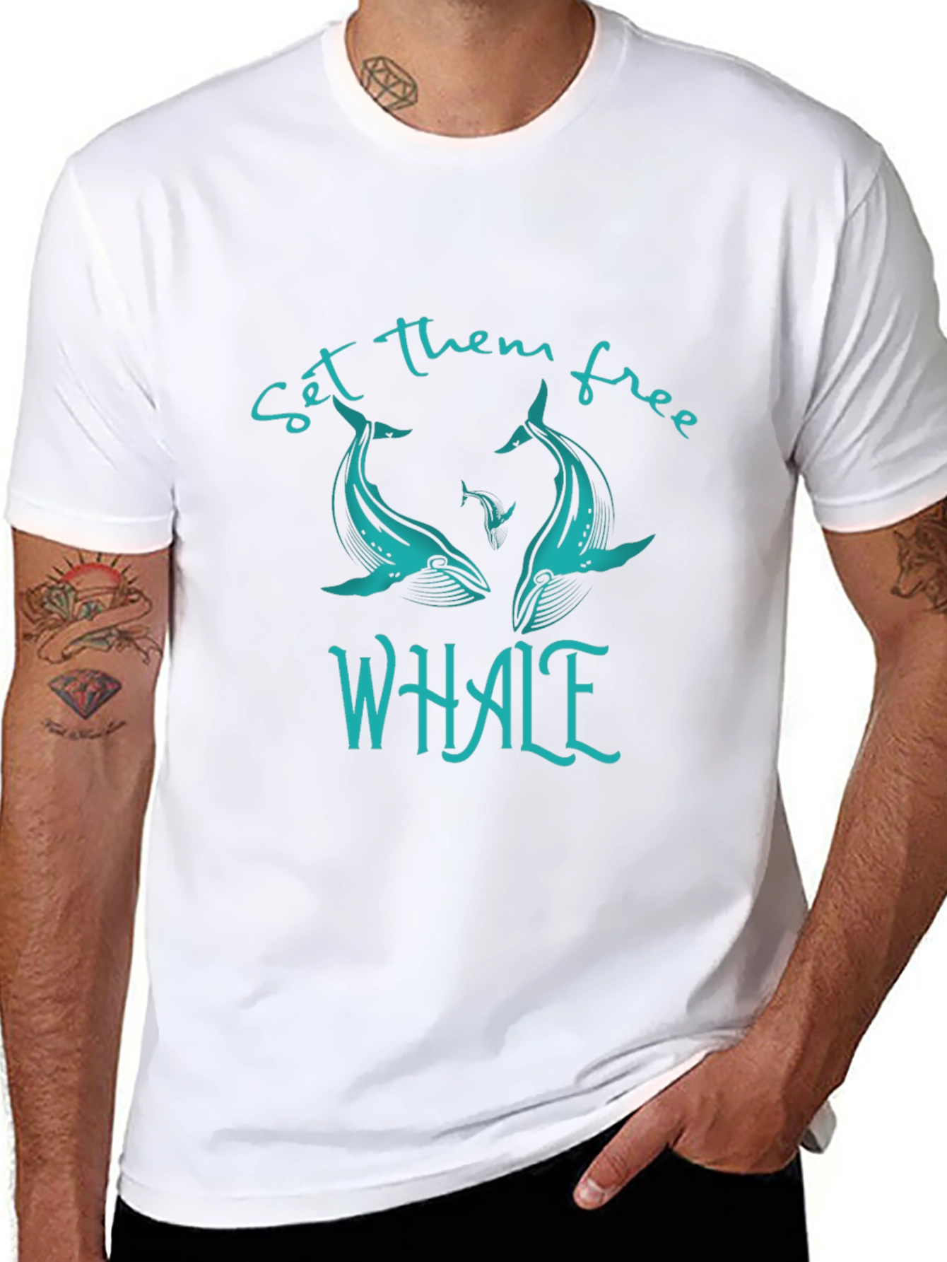 Whale Graphic Print T-Shirt - Set Them Free Design