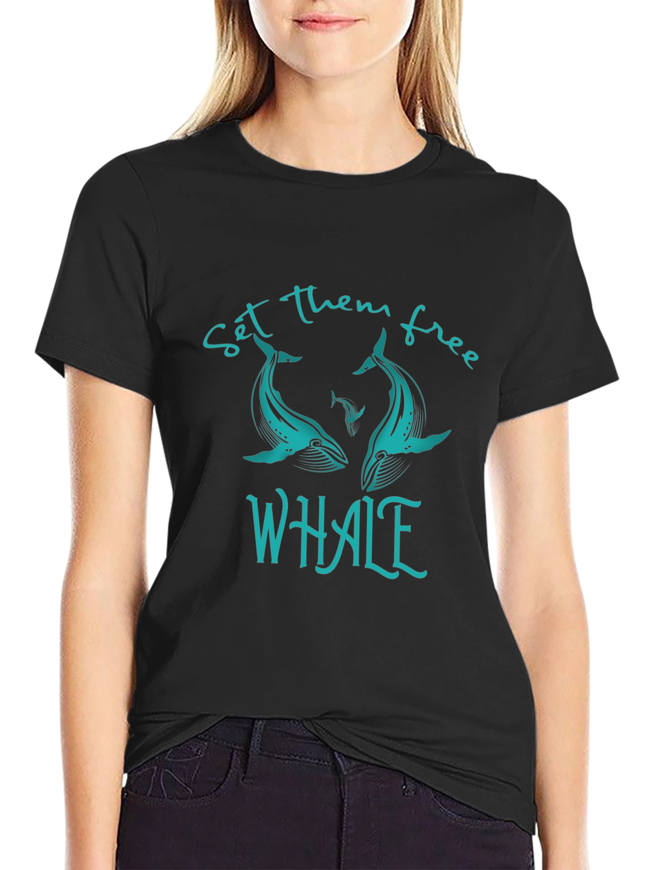 Whale Graphic Print T-Shirt - Set Them Free Design