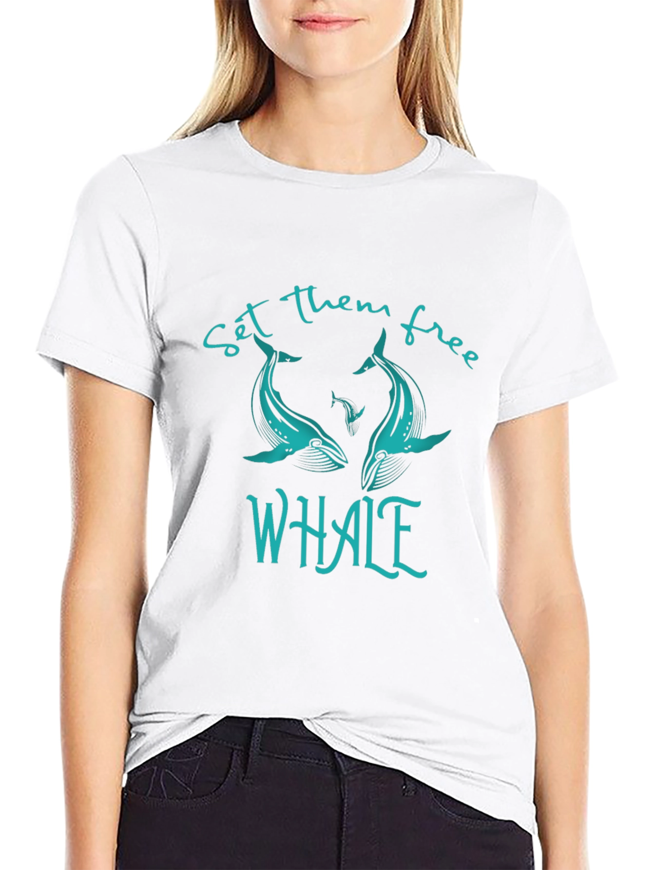 Whale Graphic Print T-Shirt - Set Them Free Design
