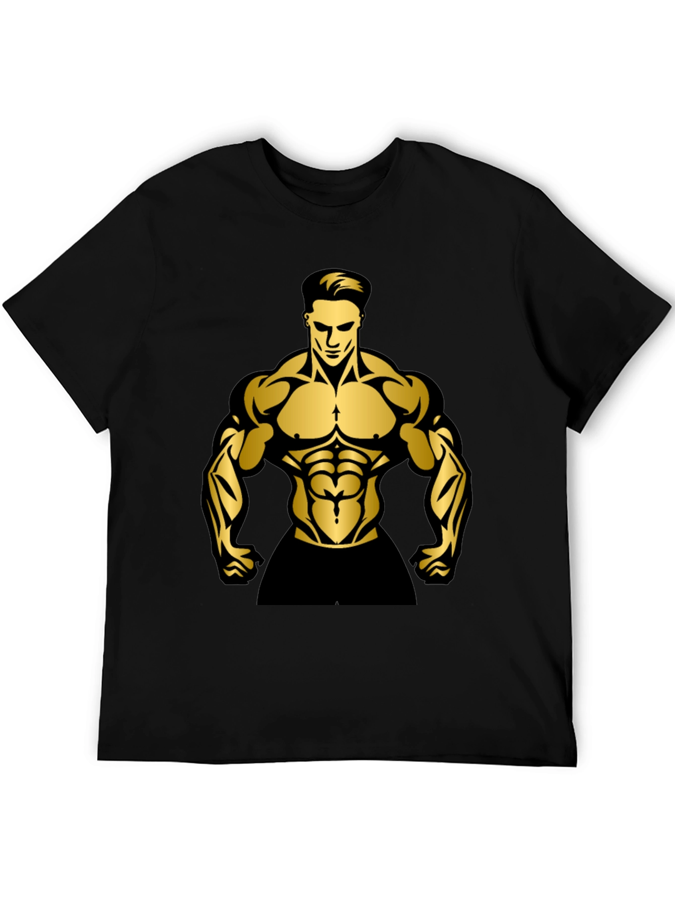 Muscle Man Graphic Print Black T-Shirt