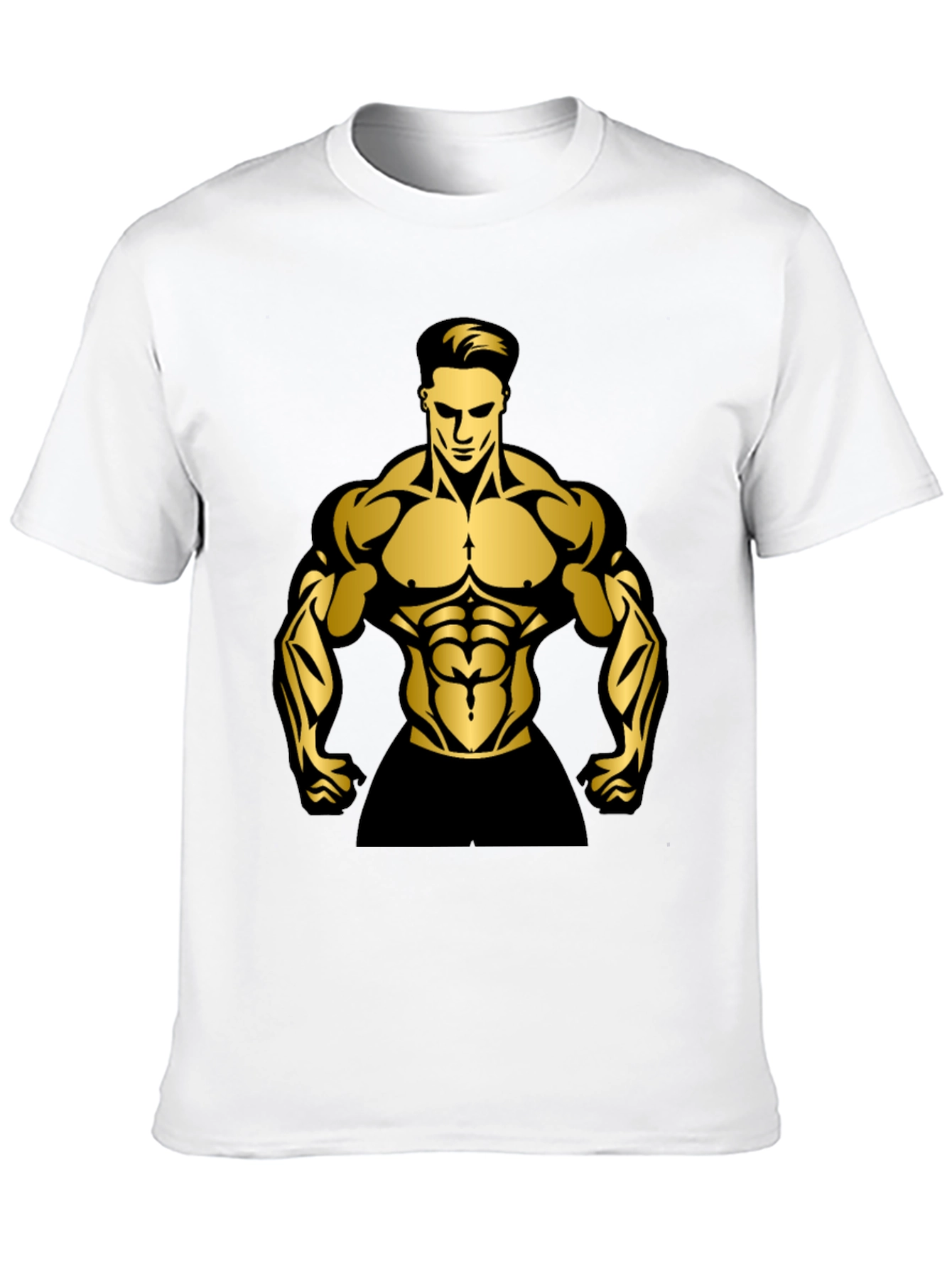 Muscle Man Graphic Print Black T-Shirt