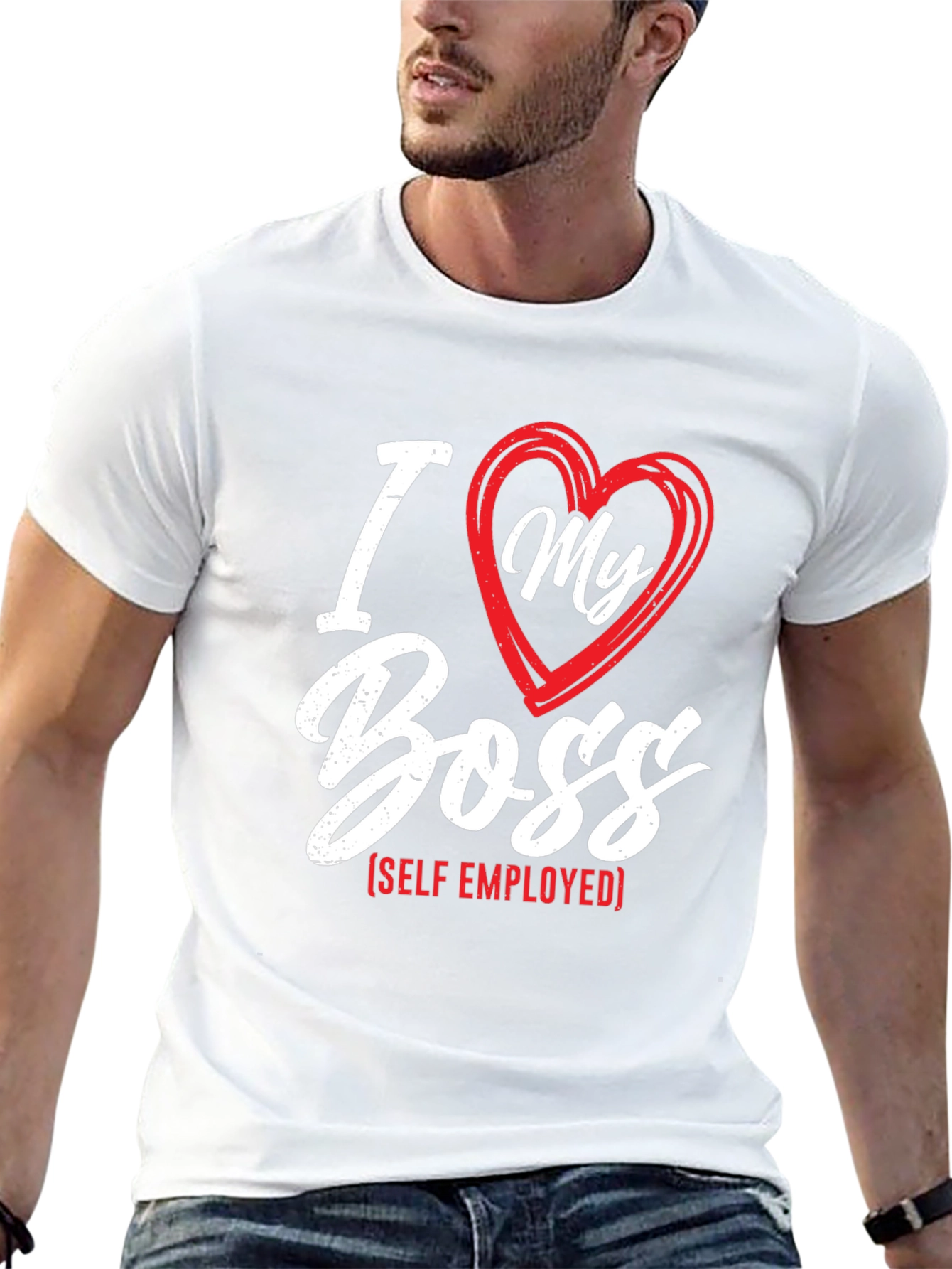 I Love My Boss - Self Employed Black T-Shirt
