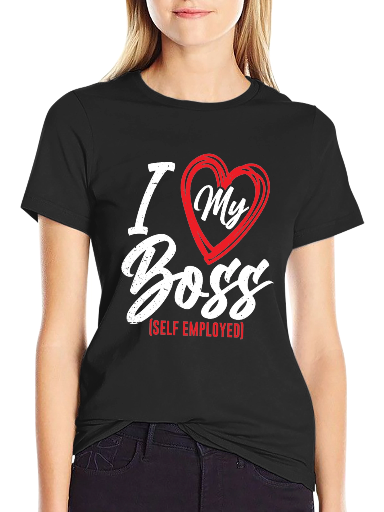 I Love My Boss - Self Employed Black T-Shirt