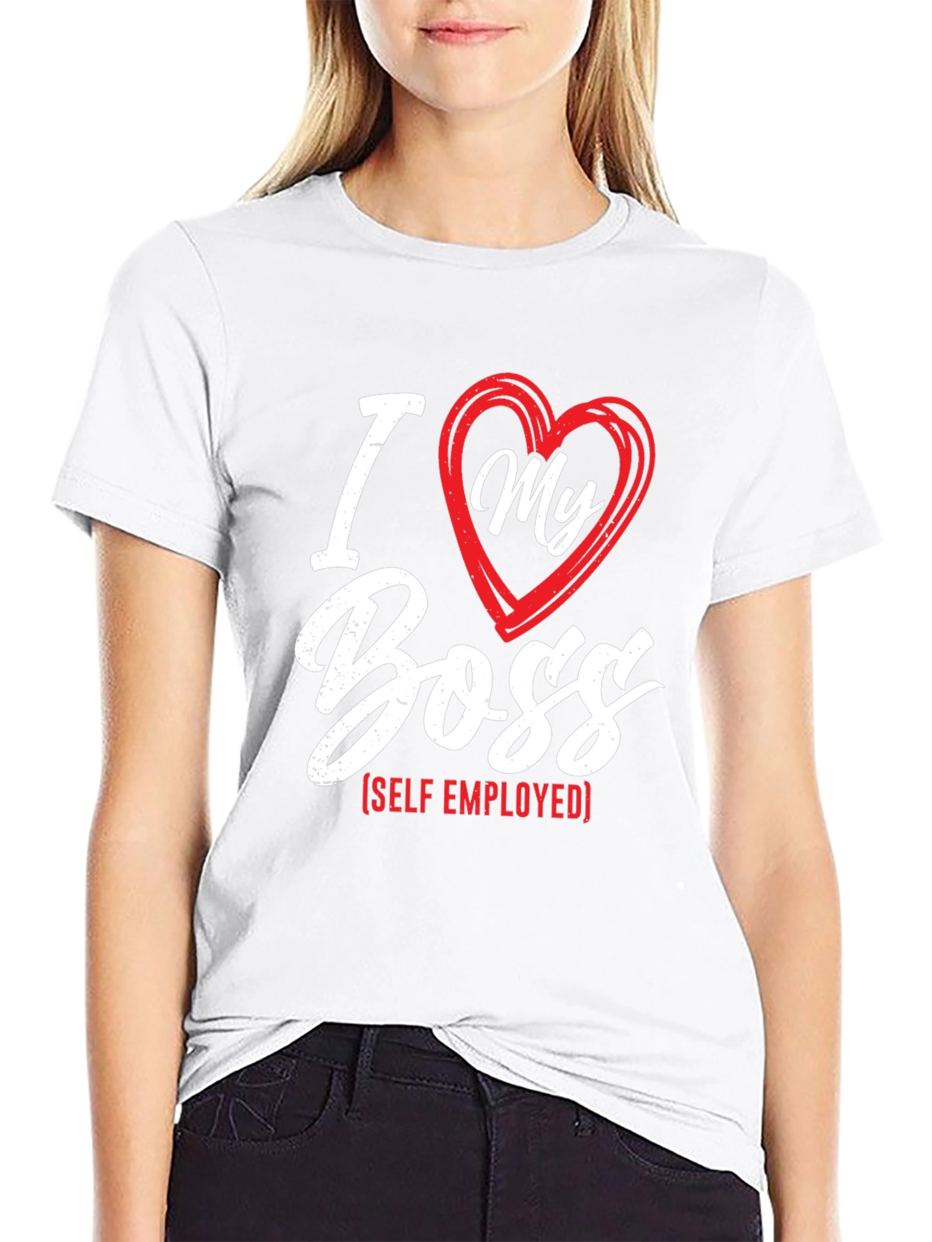 I Love My Boss - Self Employed Black T-Shirt