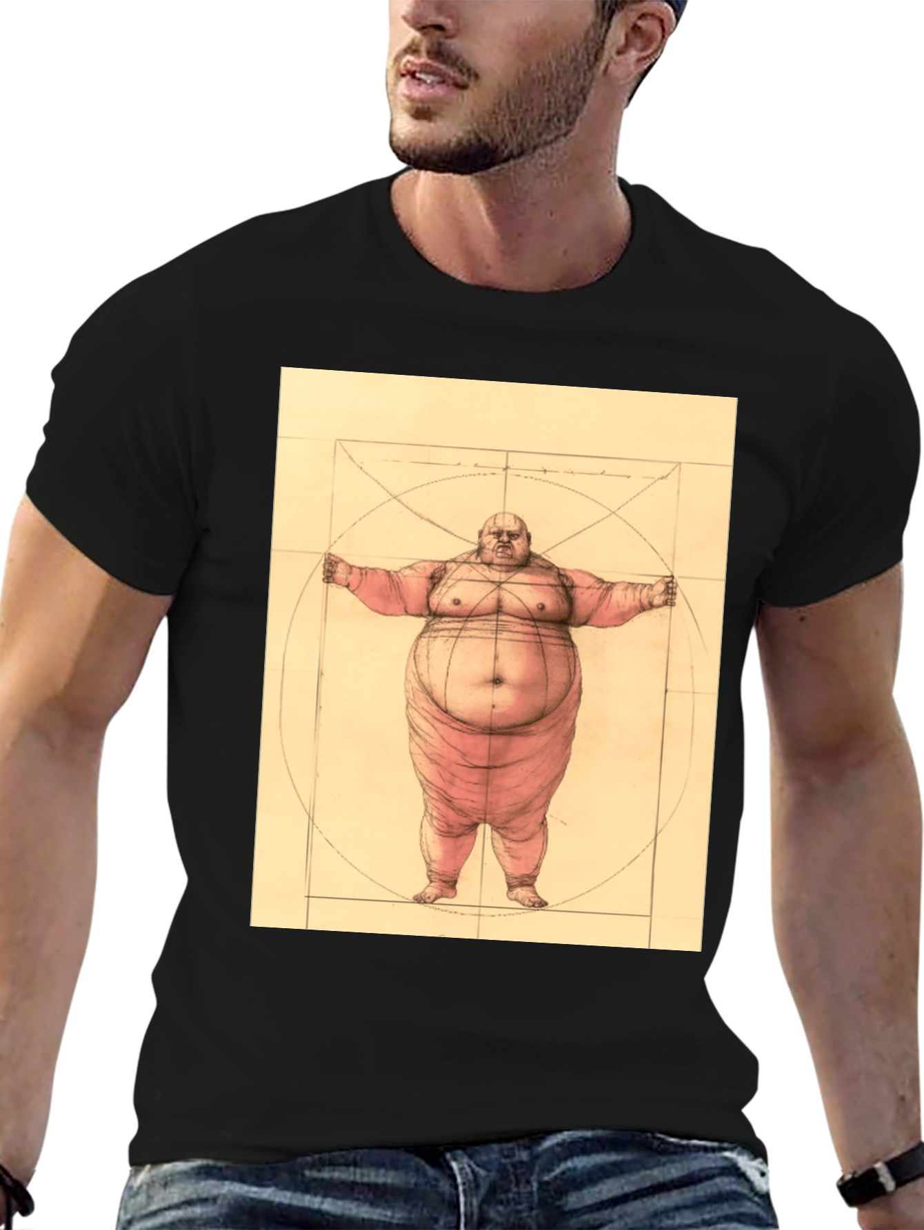 Vitruvian Man Parody T-Shirt - Funny Graphic Tee