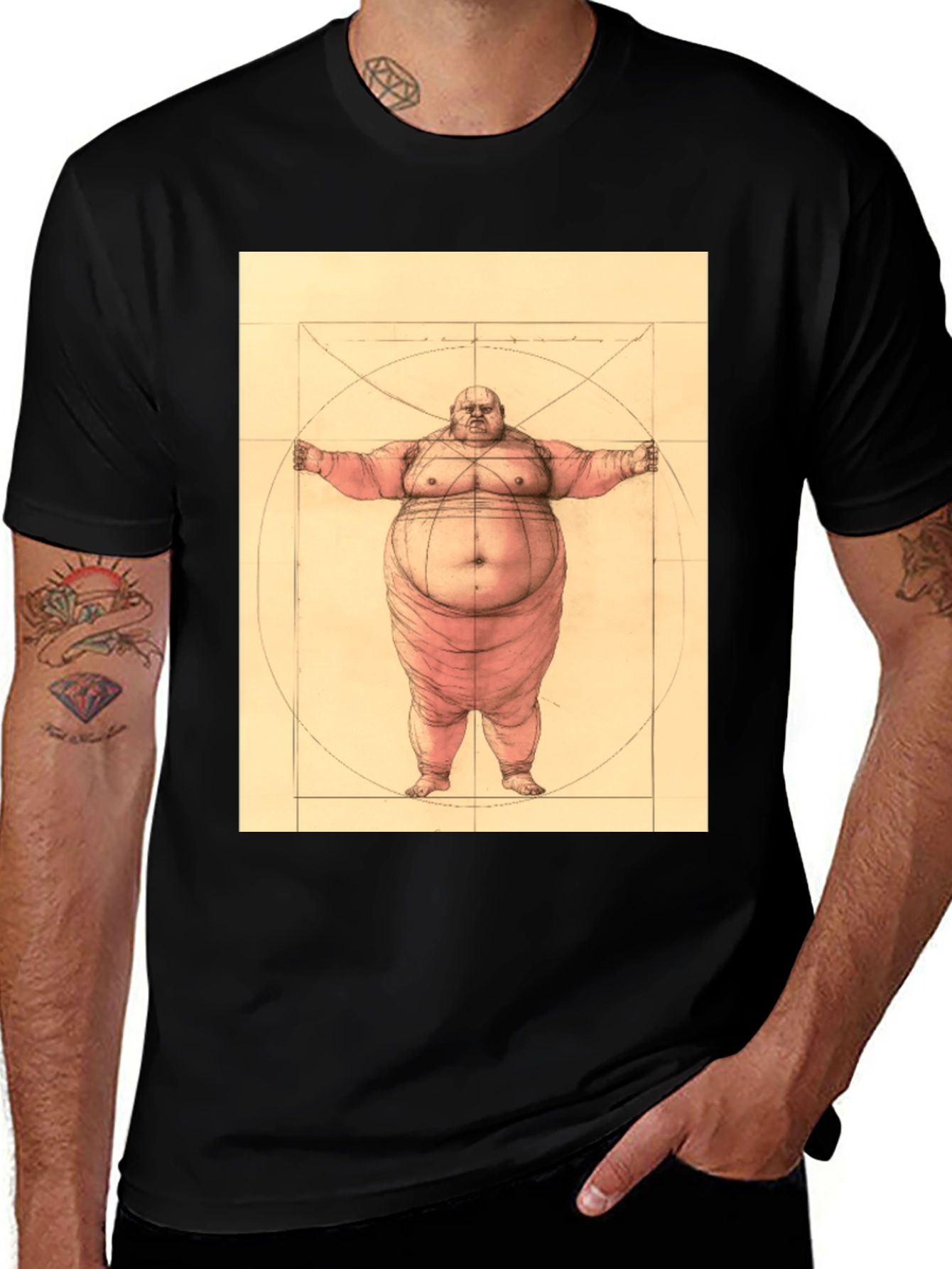 Vitruvian Man Parody T-Shirt - Funny Graphic Tee