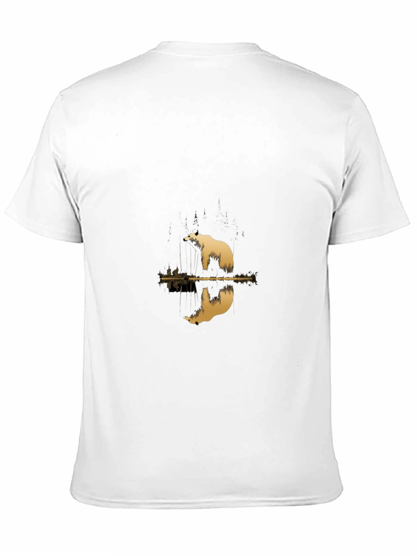 Mens Black Tee with Polar Bear Reflection Graphic