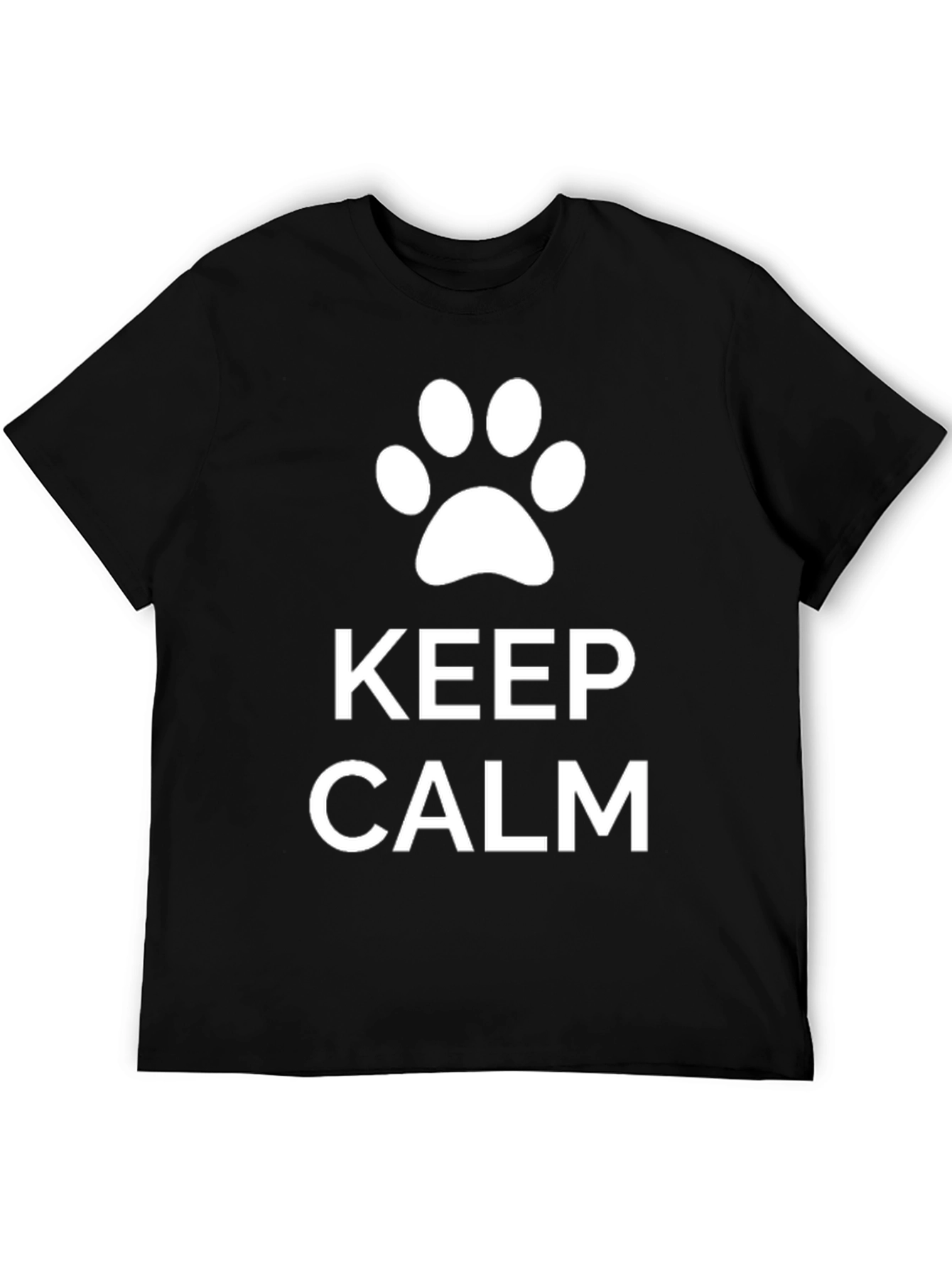 Keep Calm Dog Paw T-Shirt - Black Cotton Blend