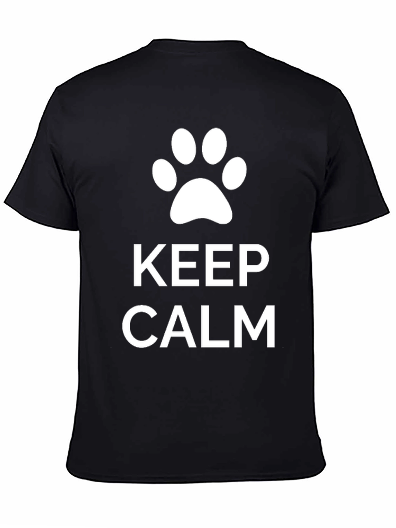 Keep Calm Dog Paw T-Shirt - Black Cotton Blend