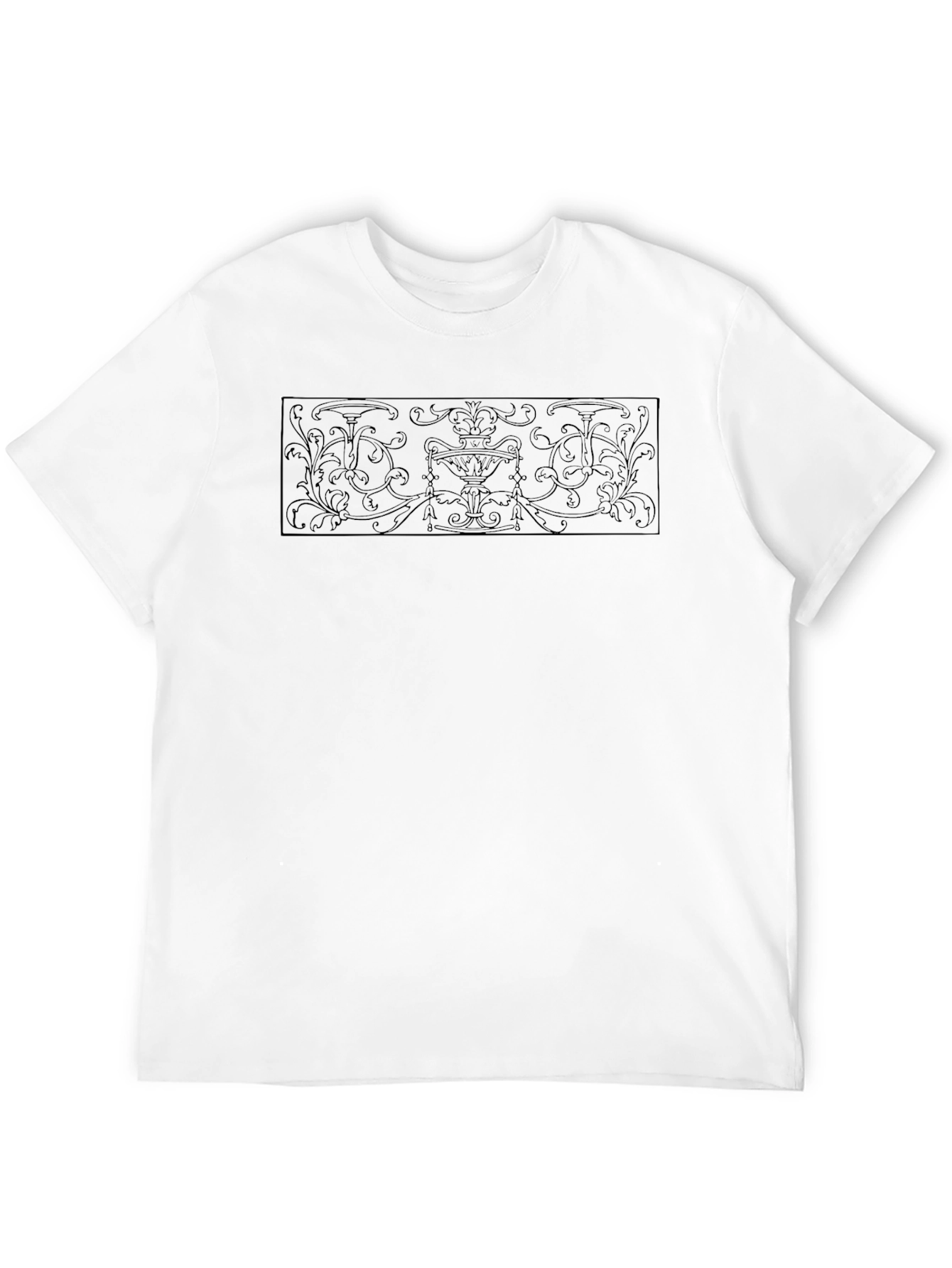 Elegant Black T-Shirt with Ornamental Design