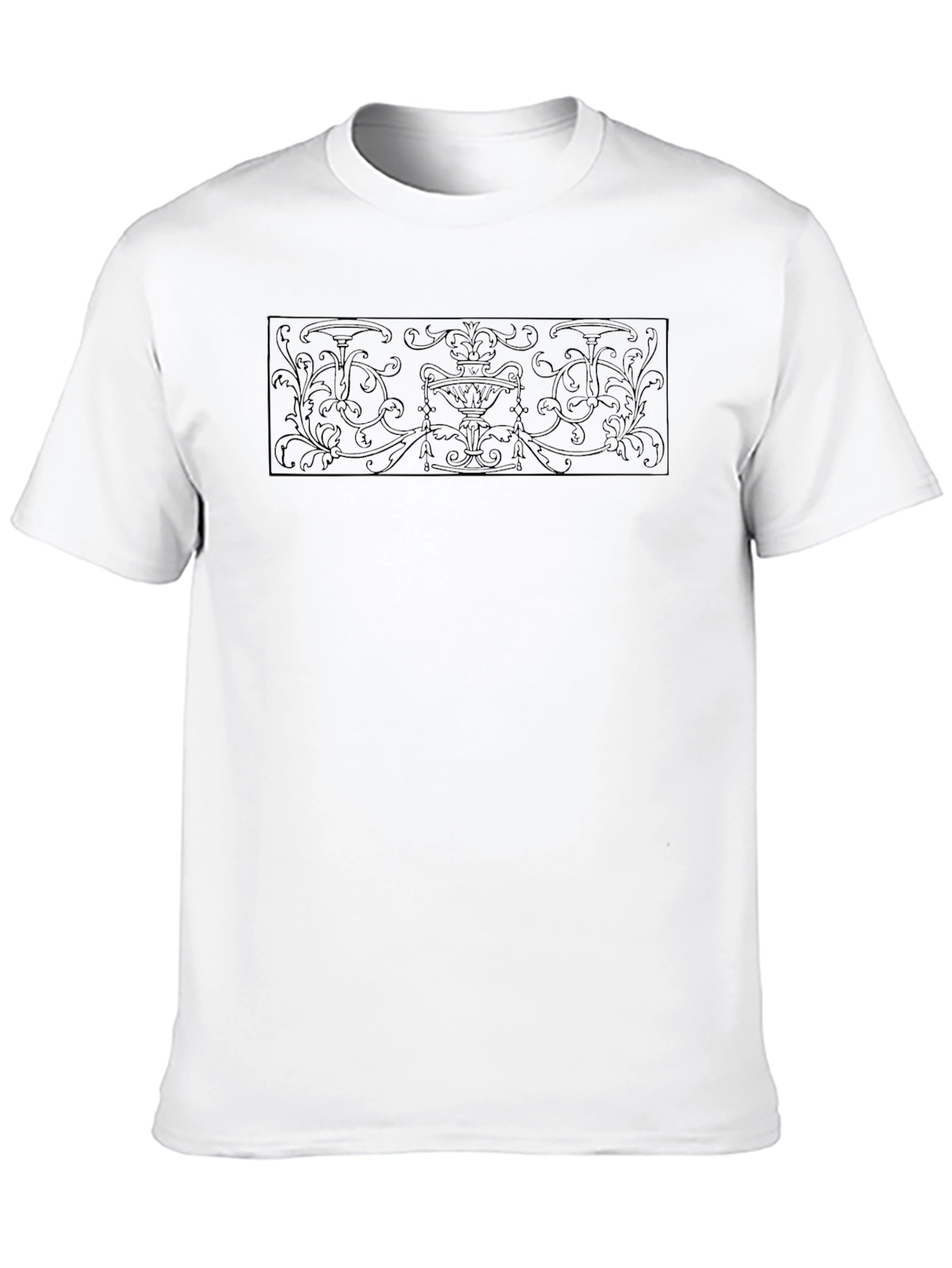 Elegant Black T-Shirt with Ornamental Design