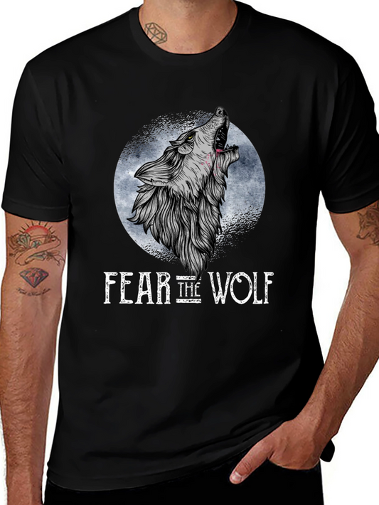 Fear the Wolf Graphic T-Shirt - Black Wolf Design