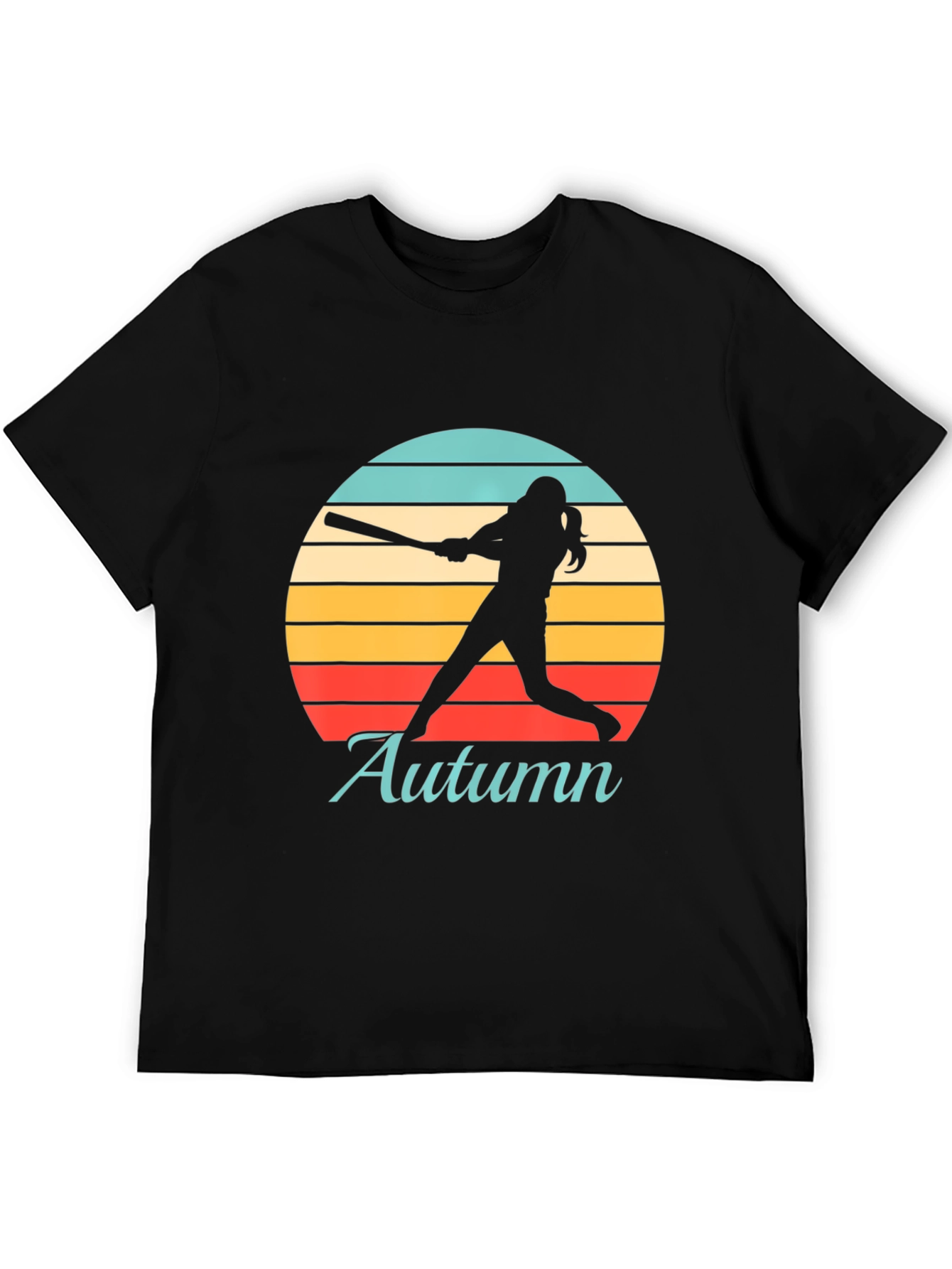 Autumn Softball T-Shirt Retro Sunset Silhouette