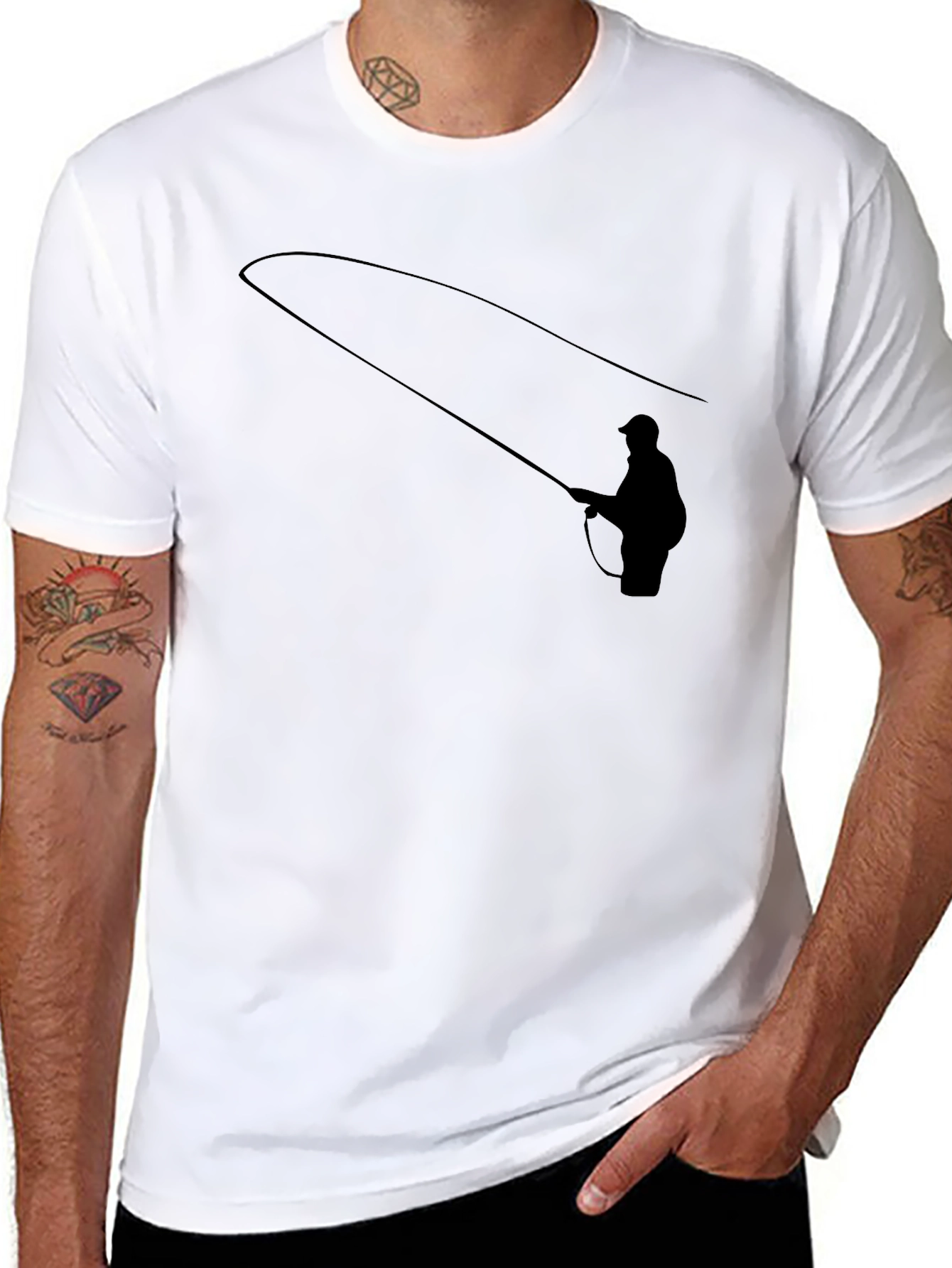 Fishing Silhouette Black T-Shirt