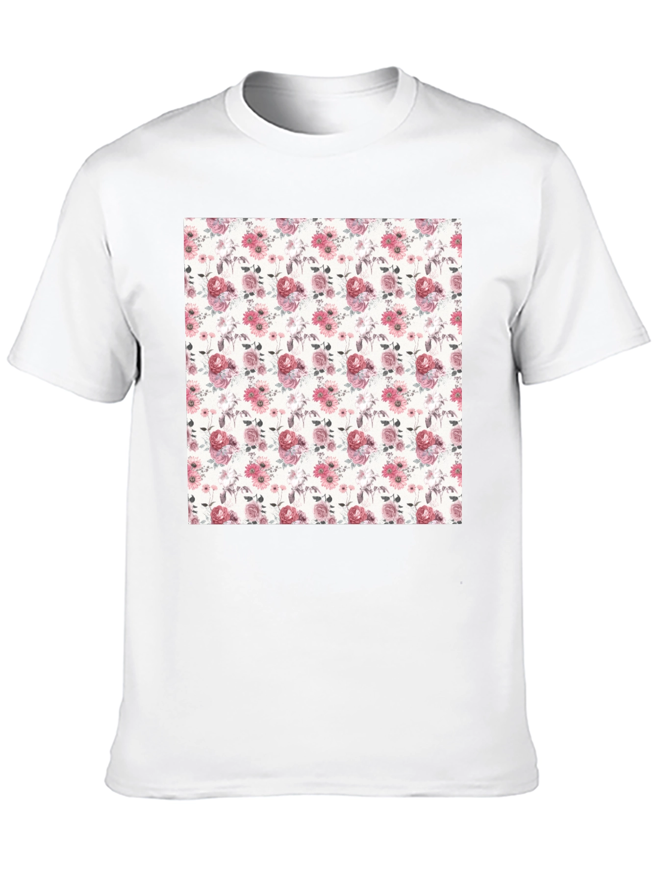 Floral Pattern Black T-Shirt