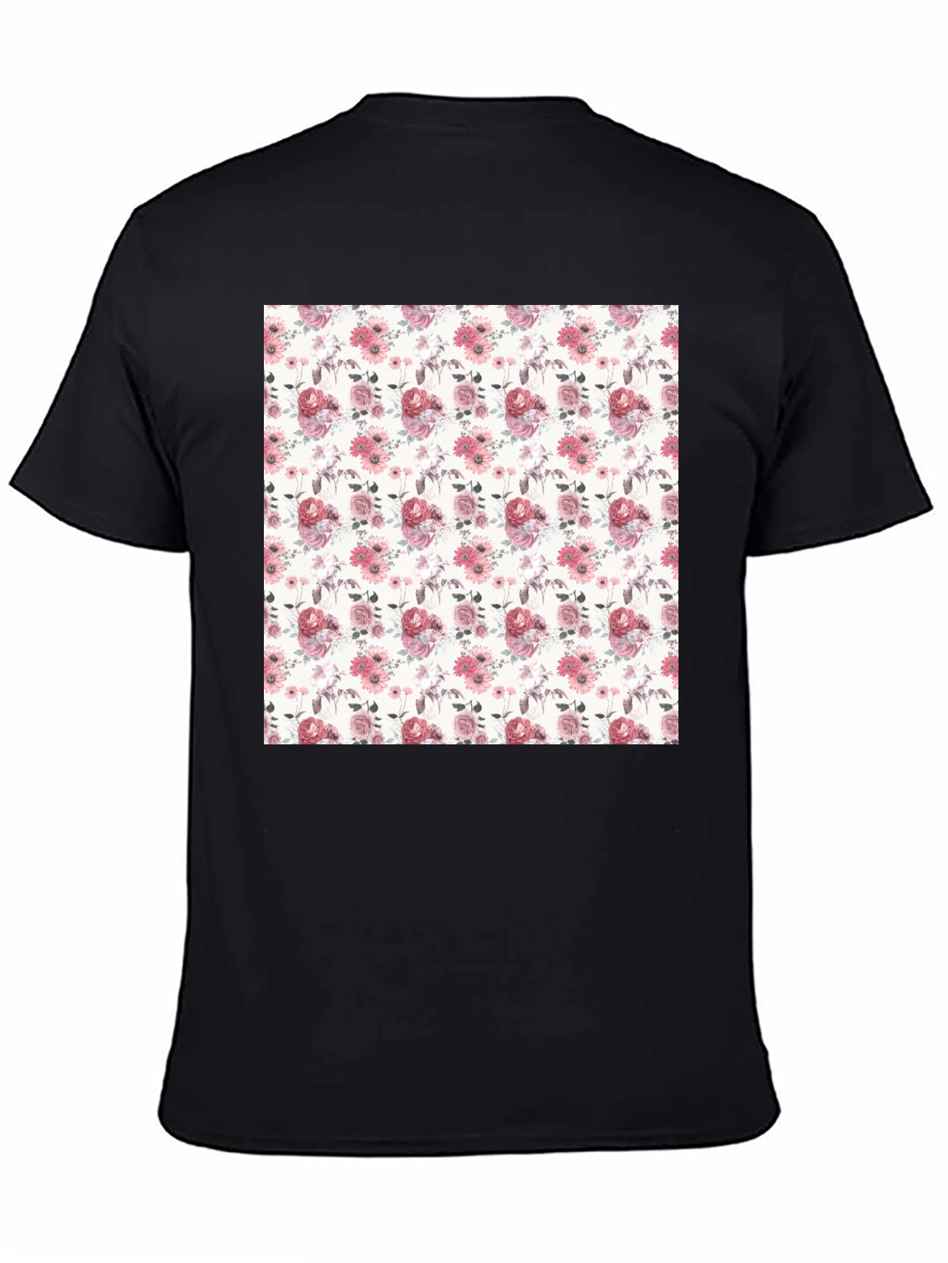 Floral Pattern Black T-Shirt