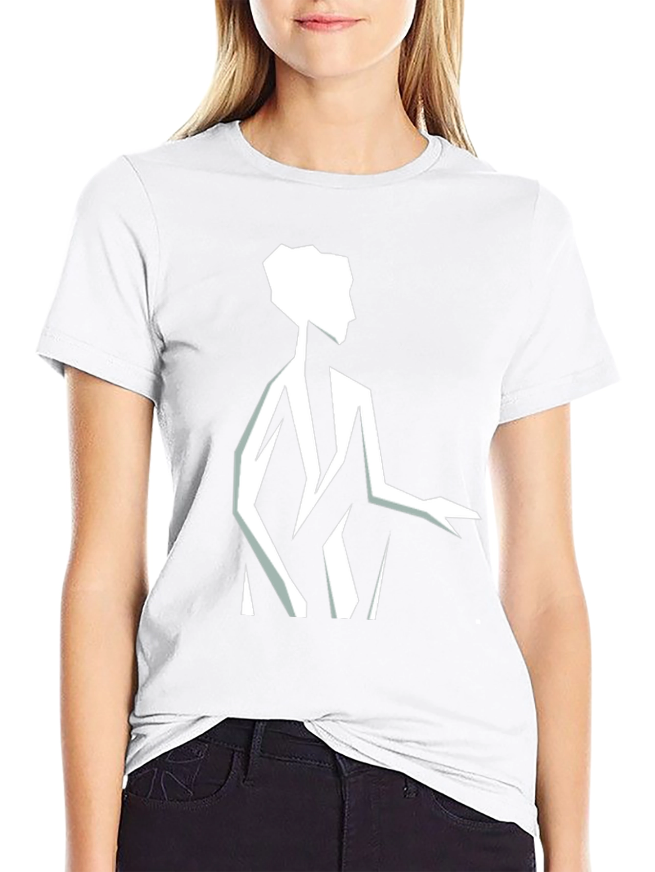 Geometric Silhouette Graphic Tee - Black