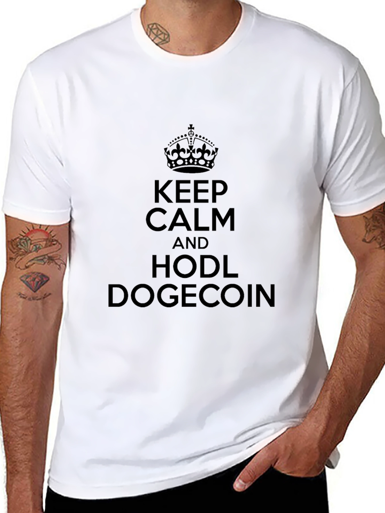 Keep Calm HODL Dogecoin T-Shirt - Black