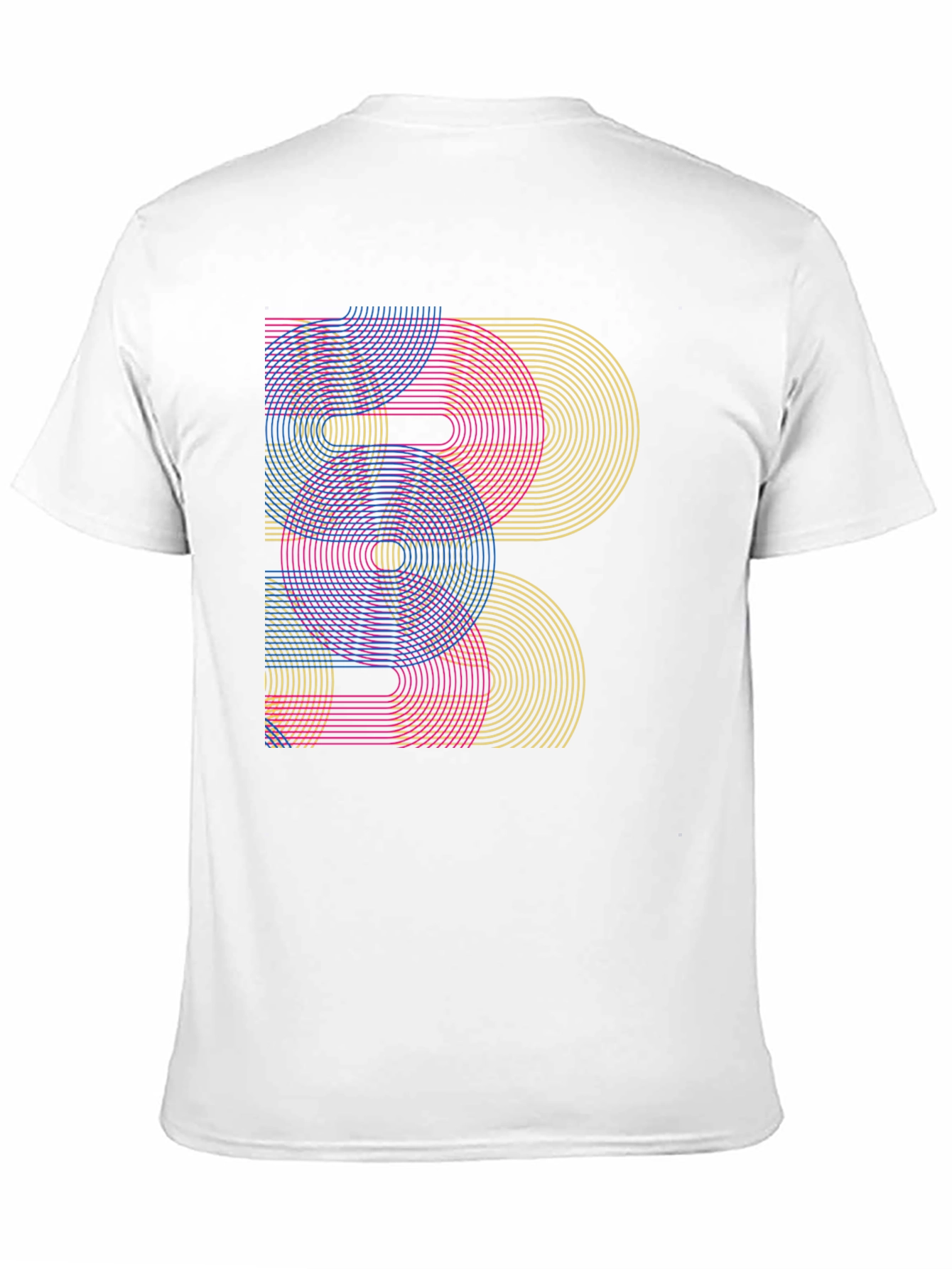 Geometric Rainbow Arc Design Black T-Shirt
