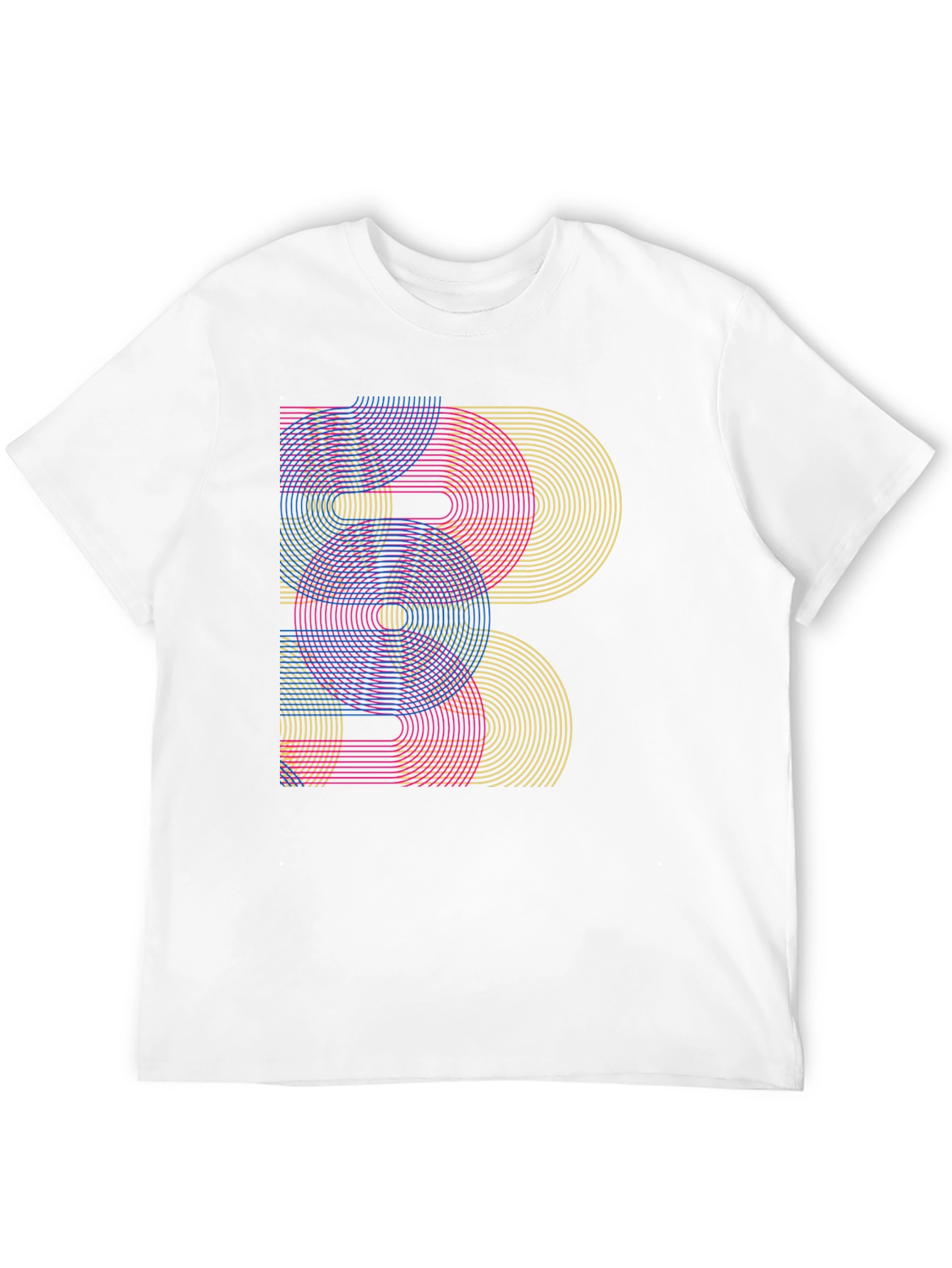 Geometric Rainbow Arc Design Black T-Shirt