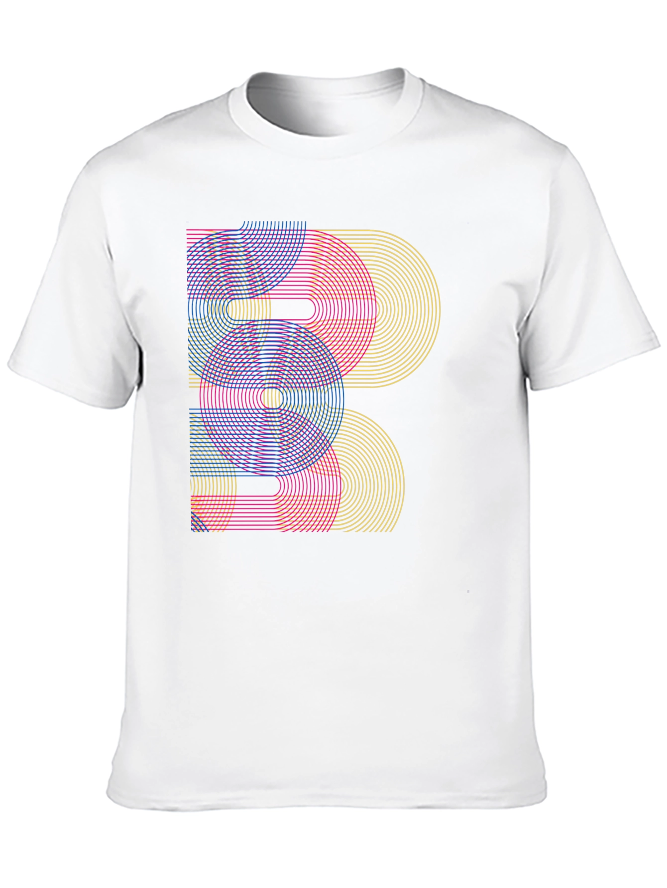 Geometric Rainbow Arc Design Black T-Shirt