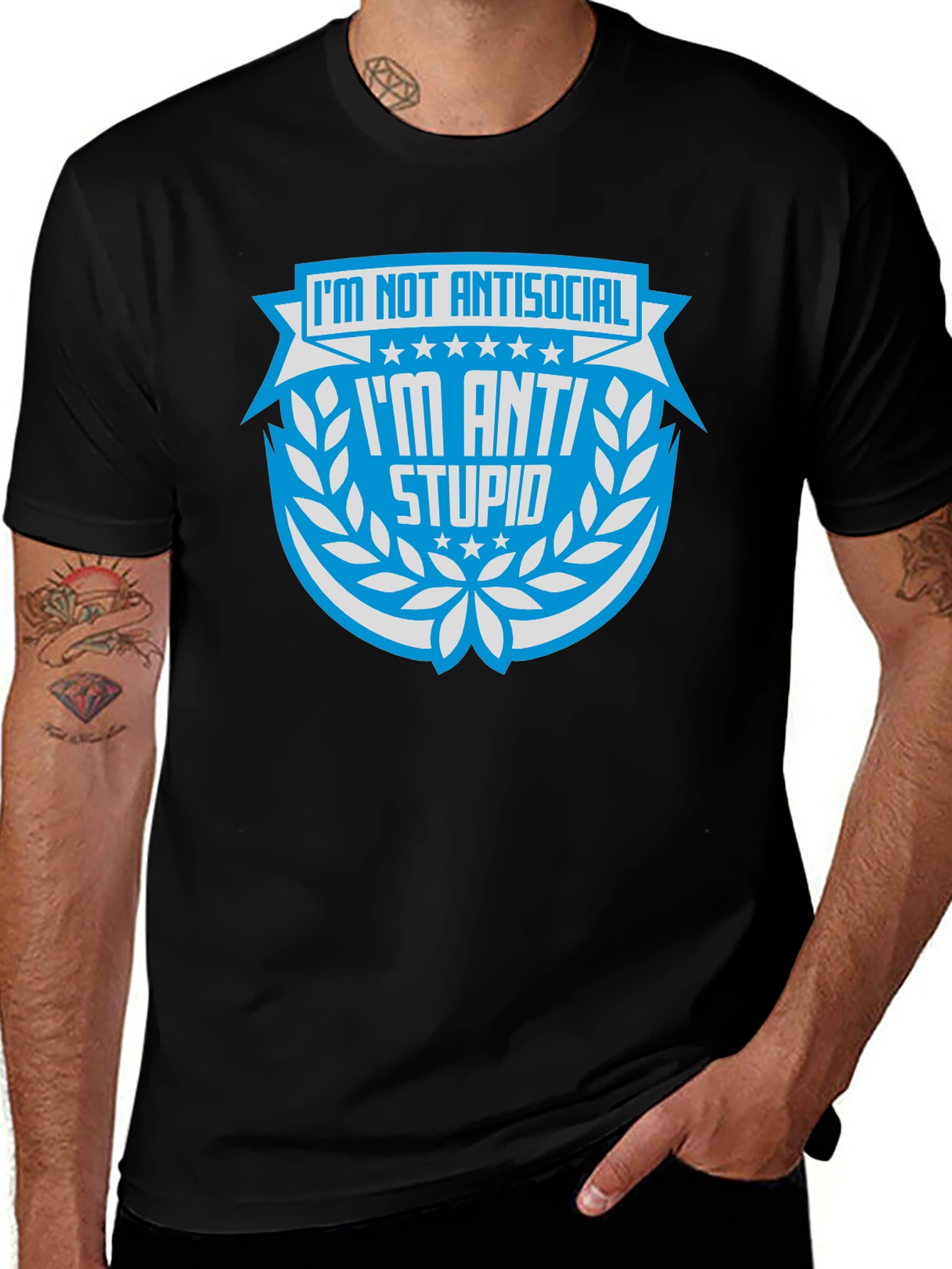Anti-Stupid Graphic Tee - Im Not Antisocial T-Shirt